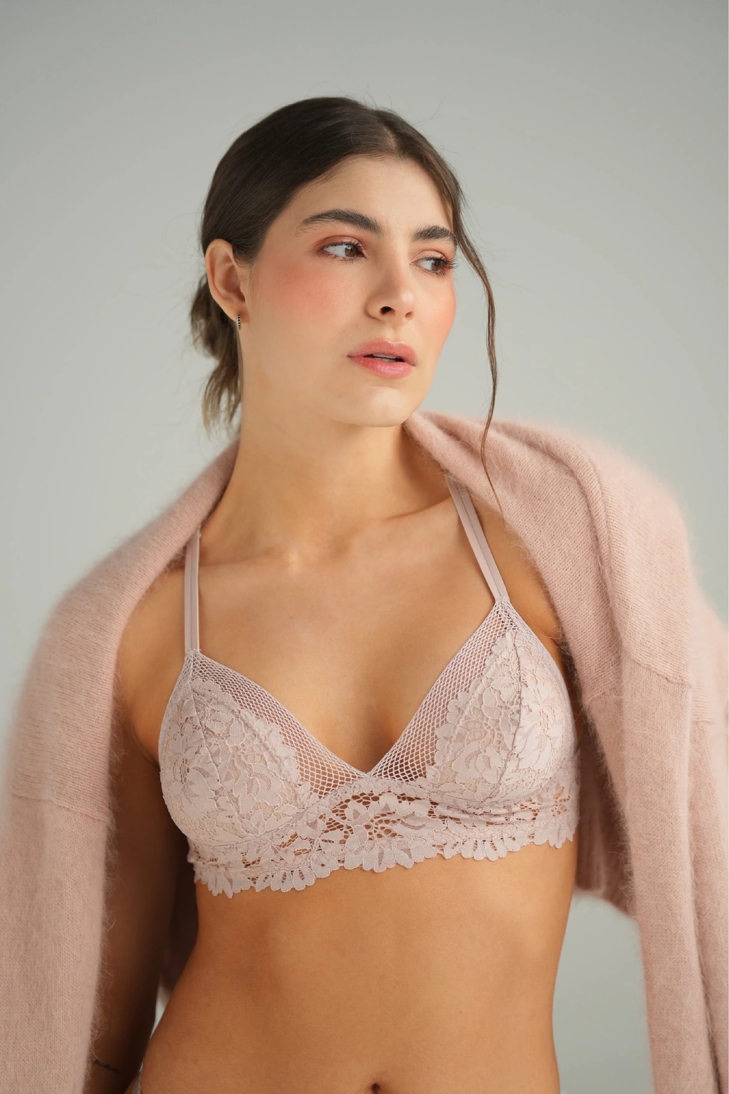BRALETTE ELLIPSE SIN ARO EN ENCAJE TOTAL COMODIDAD VINTAGE TAUPE - imagen 1