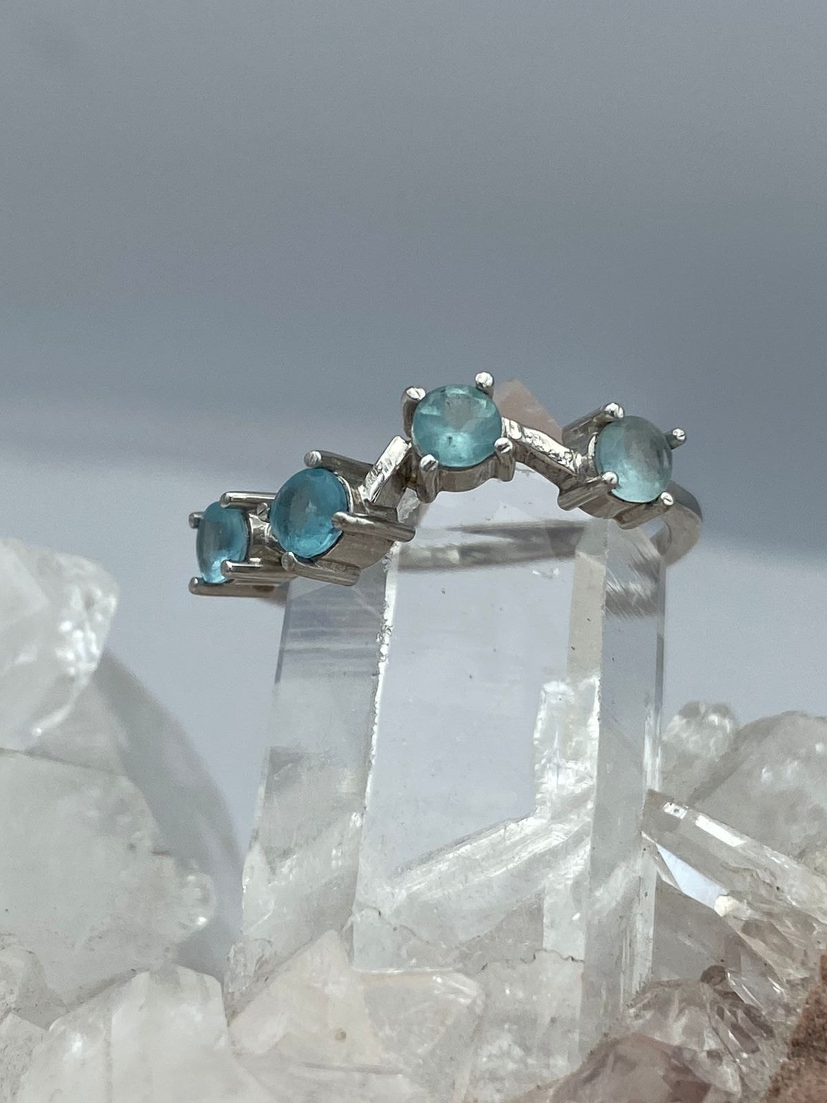 Anillo Apatita Oro Blaco 18K - imagen 1