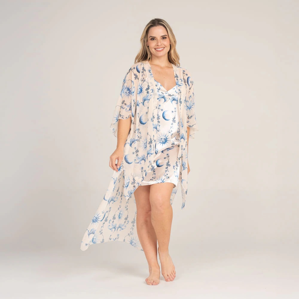 Kimono Manga 3/4 con Estampado Capsula Santorini. - imagen 1