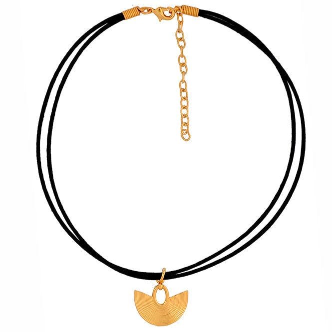 Collar Choker Negro y Dije Pequeño Nariguera Filigrana Lisa Sinú - imagen 1