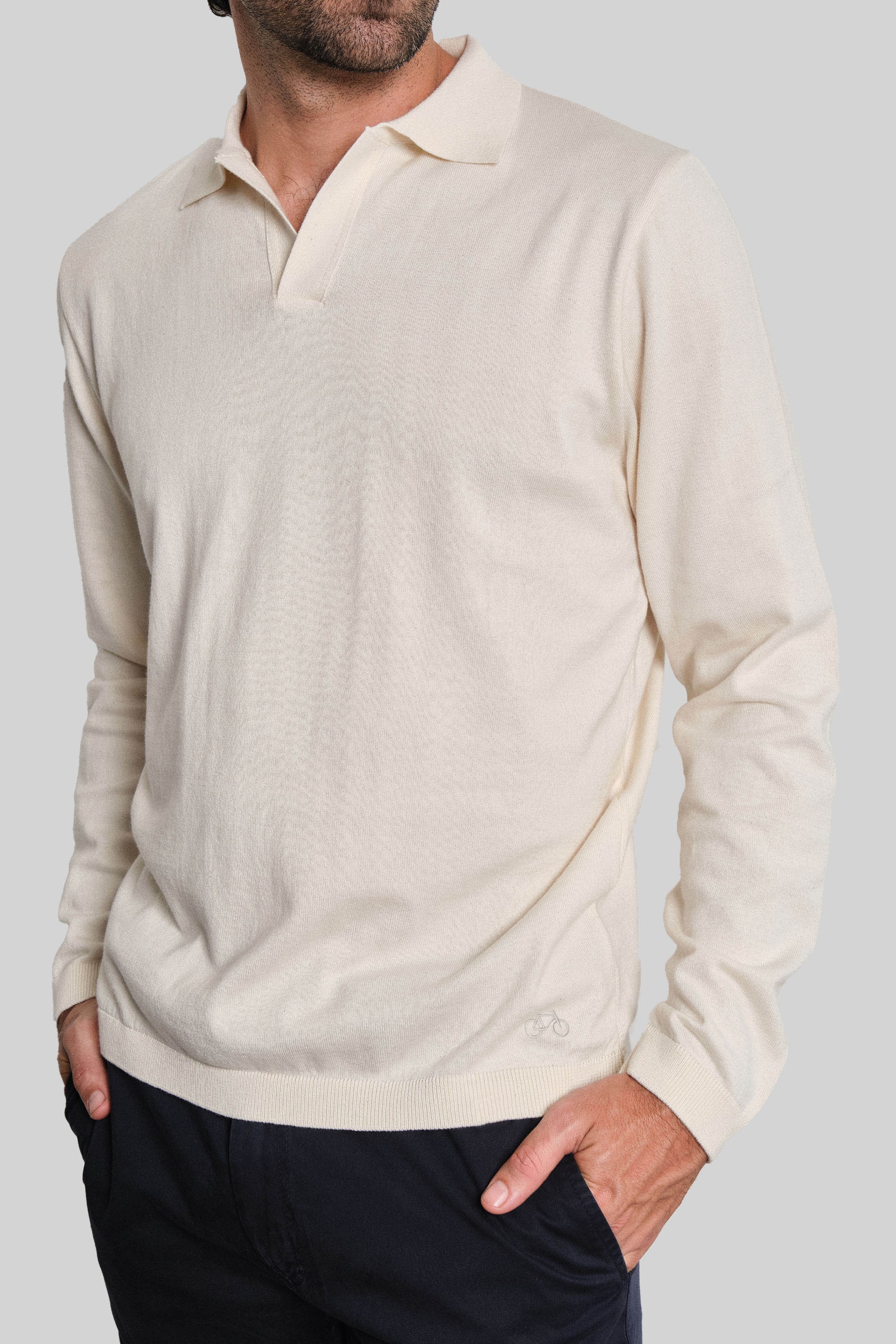POLO TEJIDA MANGA LARGA OFF WHITE - imagen 1