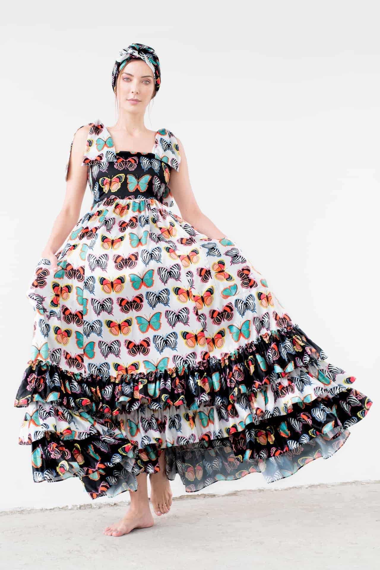 Maxi Vestido Tierra de Mariposas Blanco - imagen 1