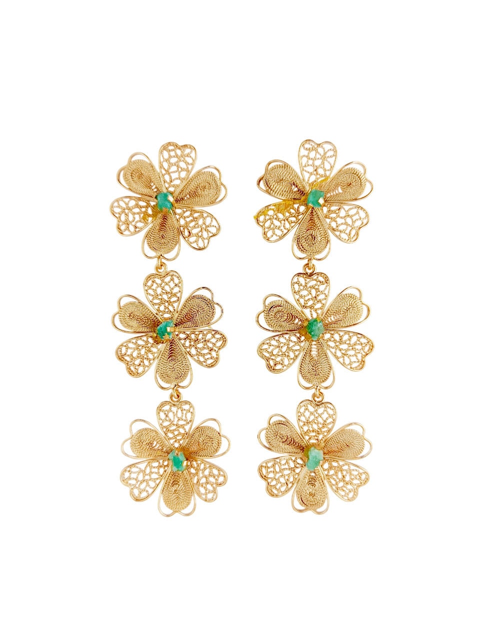 Aretes triple flor Carmelita - imagen 1