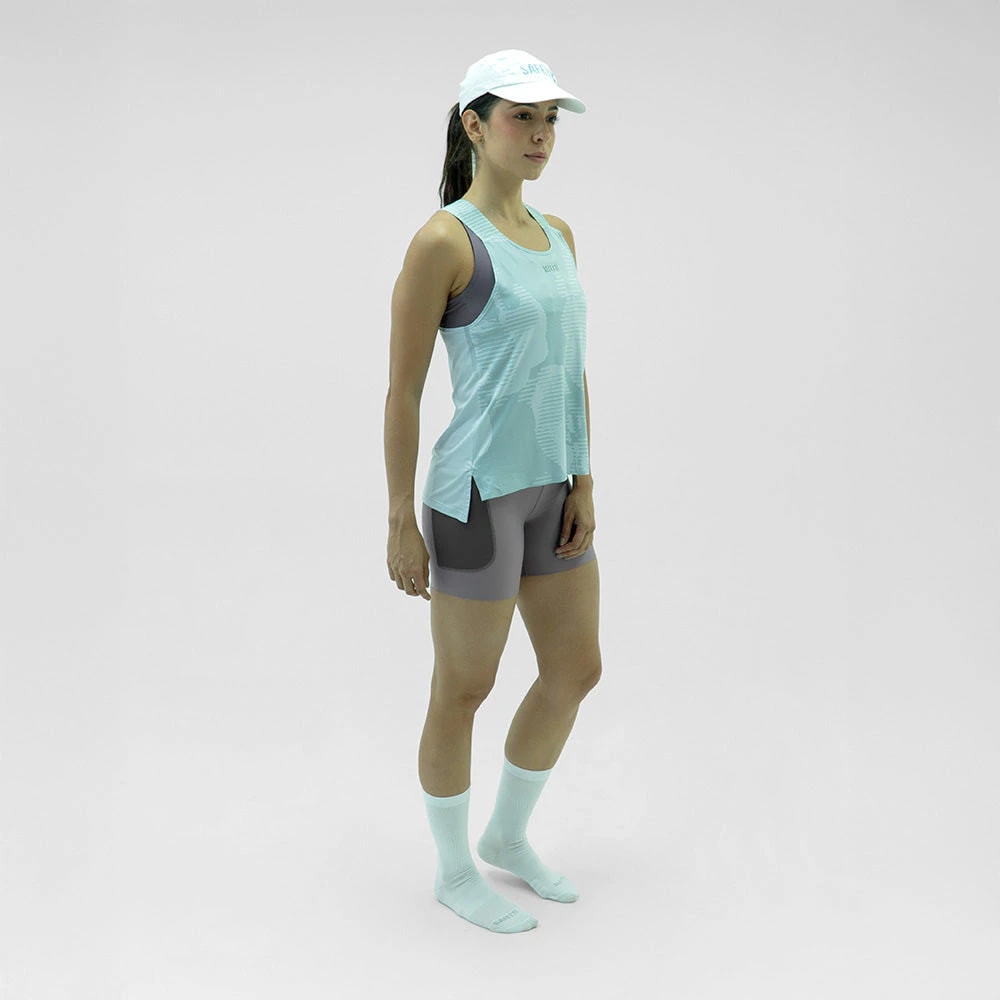 CAMISETA  RUNNING MANGA SISA SKYBLUE AZUL CLARO PARA MUJER - imagen 1