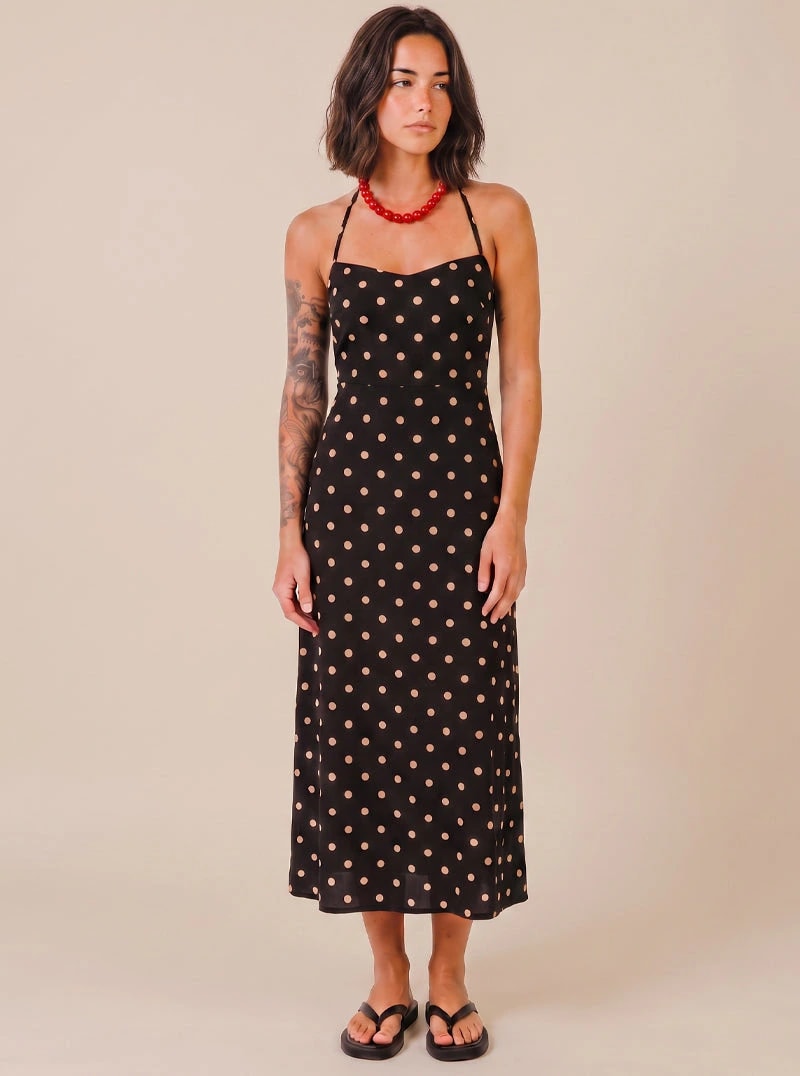 VESTIDO DOTS CAMEL - imagen 1