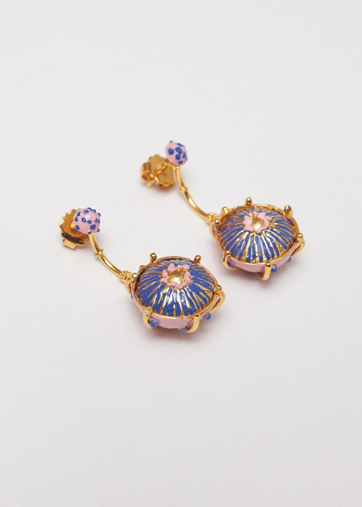 Aretes maxi sombrerito Azul Rosa - imagen 1