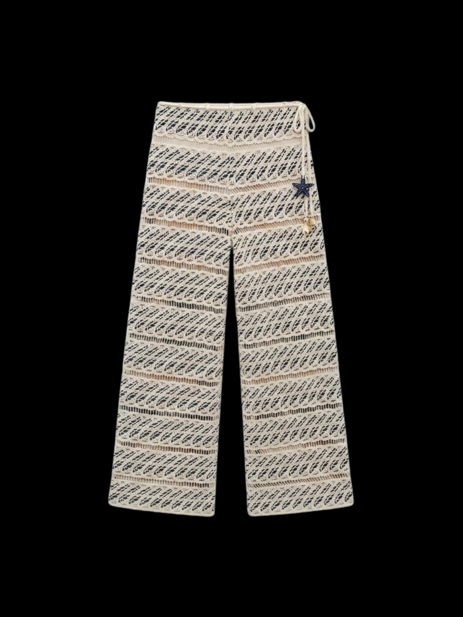 VERA PANT NAVY BACKGROUD WITH ECRU THREAD - imagen 1
