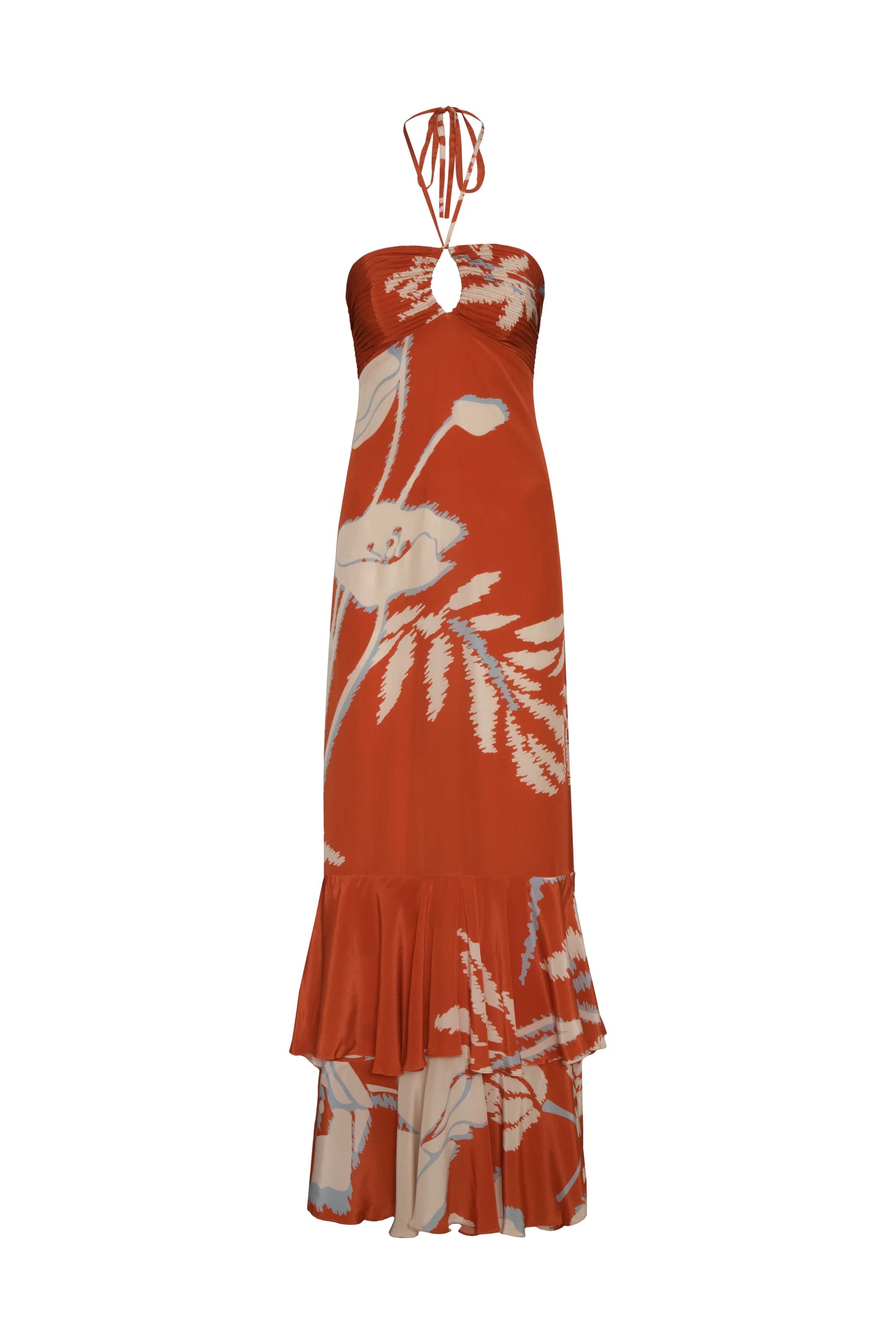 Sevillana Crepe Chine Dress / Orange Gladiolos - imagen 1