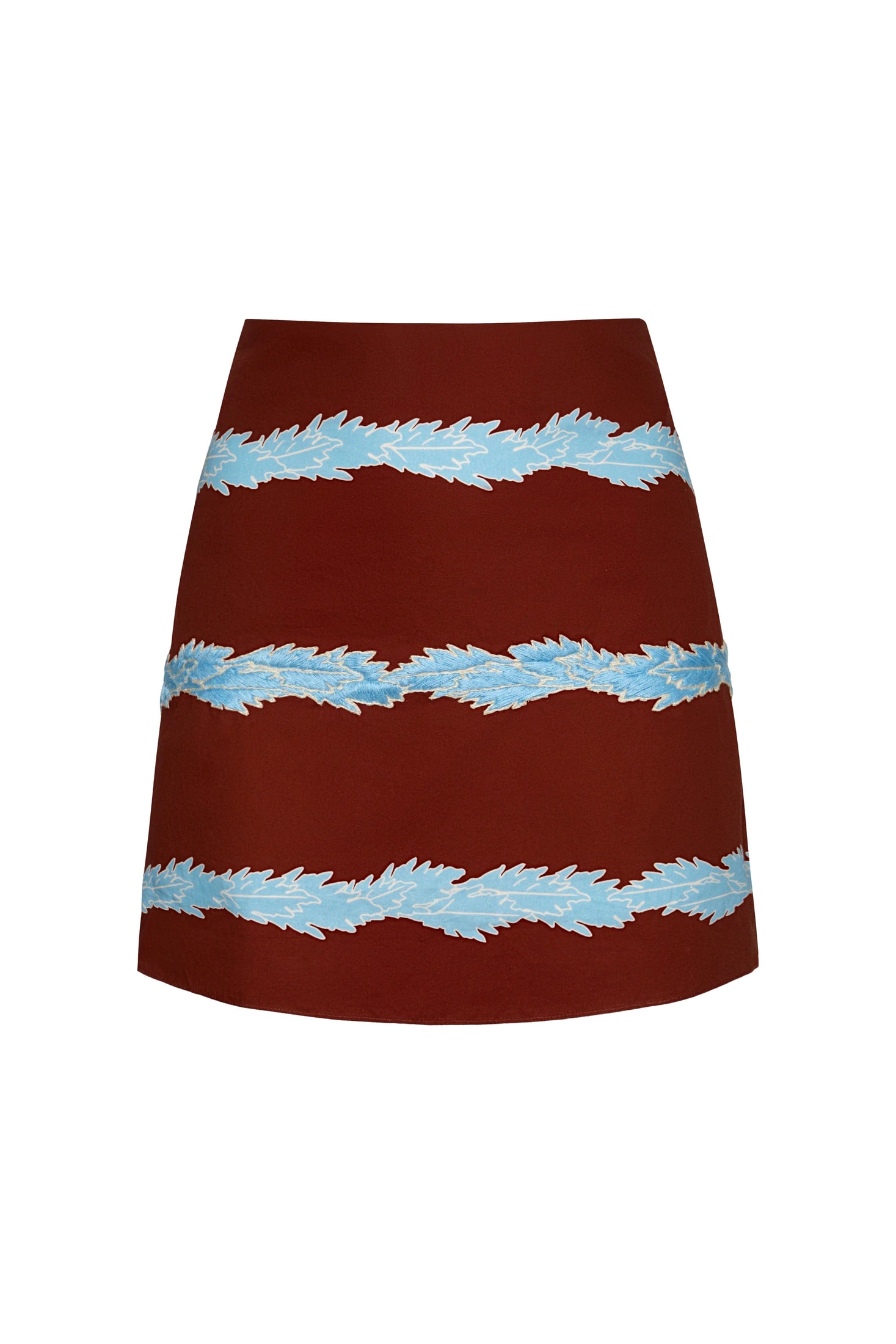 Carmelita Hand Embroidered Cotton Mini Skirt / Chocolate Striped Helechos - imagen 1