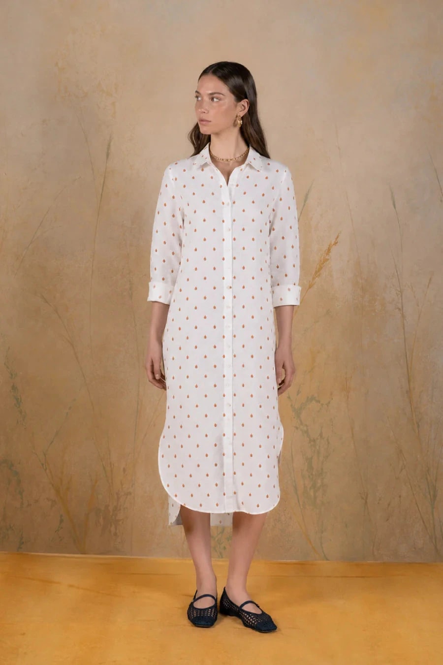Women's Higuera linen shirt dress white - imagen 1