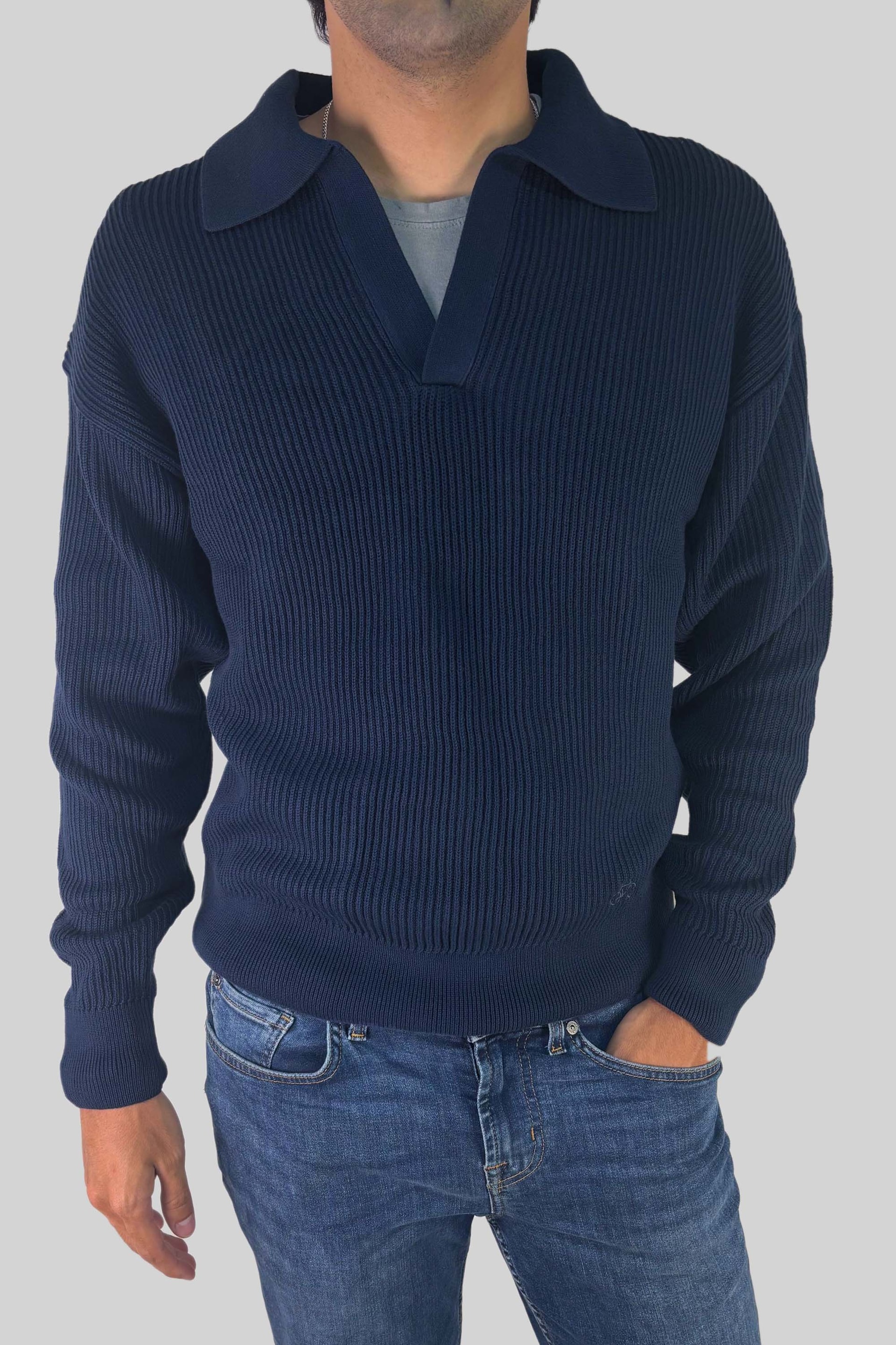 SACO LINED COLLAR NAVY - imagen 1