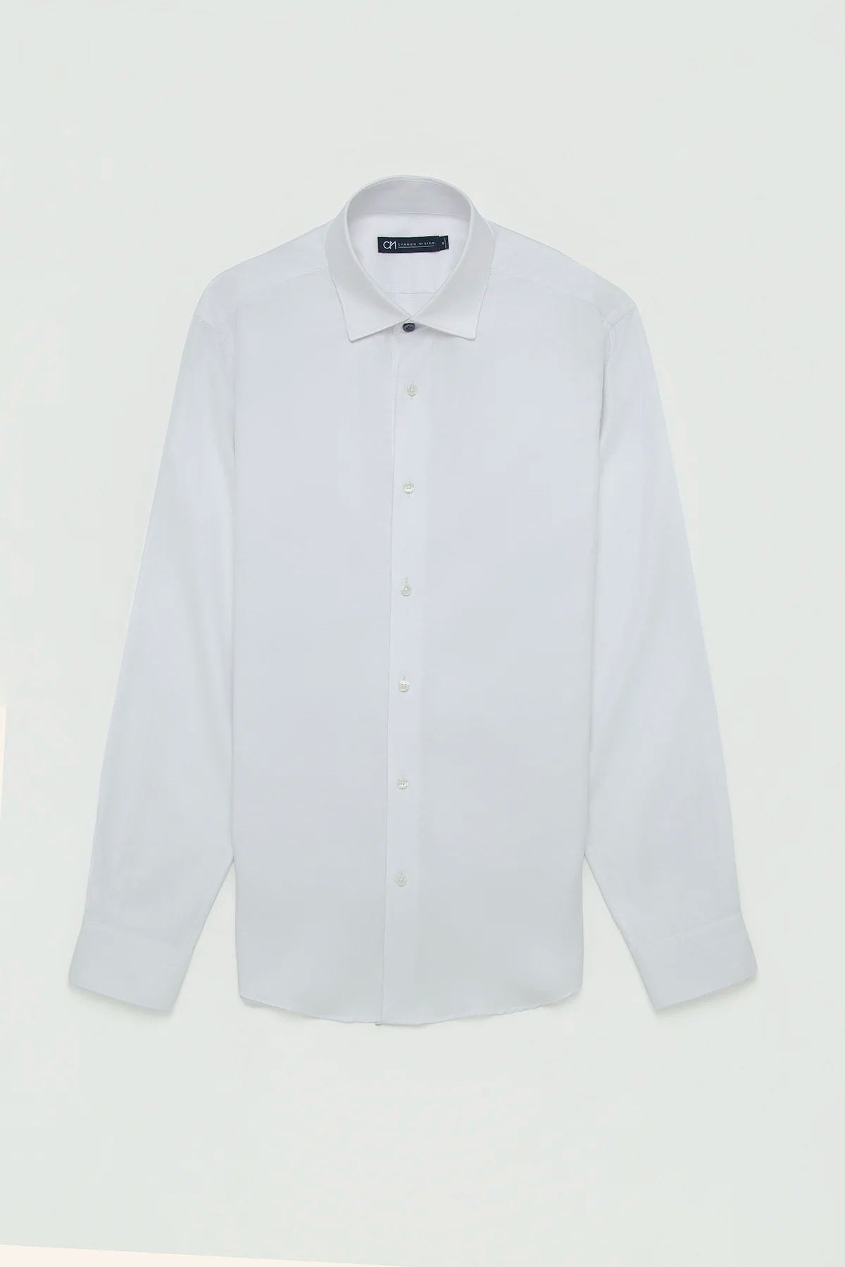 Camisa Dobby Diagonal Algodón Blanco - imagen 1