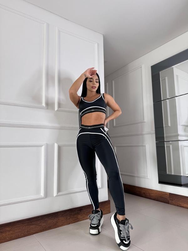 SET ALO NEGRO LEGGINS LINEA BLANCA - imagen 1