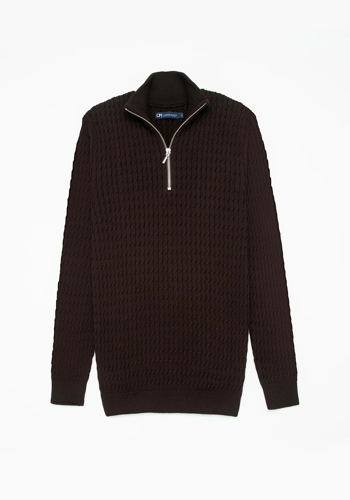 Saco Trenzado Half Zip Algodón Chocolate - imagen 1