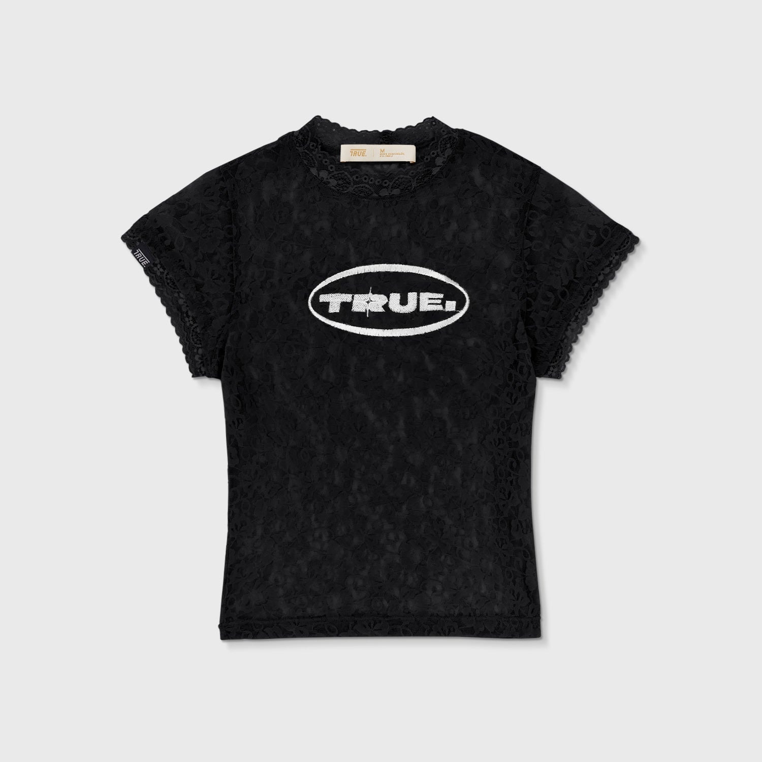 Floral Lace Baby Tee - Black - imagen 1