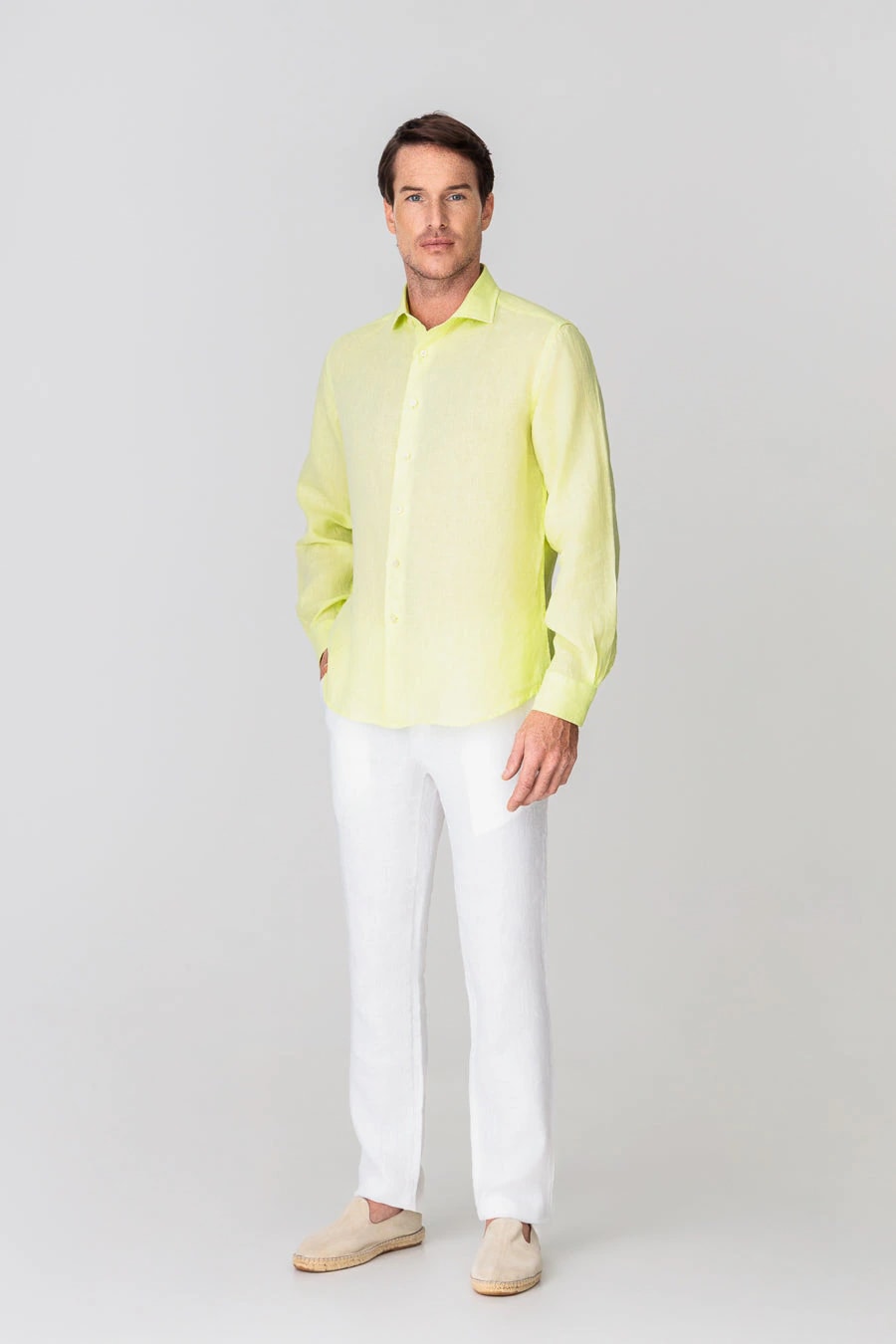 men’s linen shirt lime - imagen 1