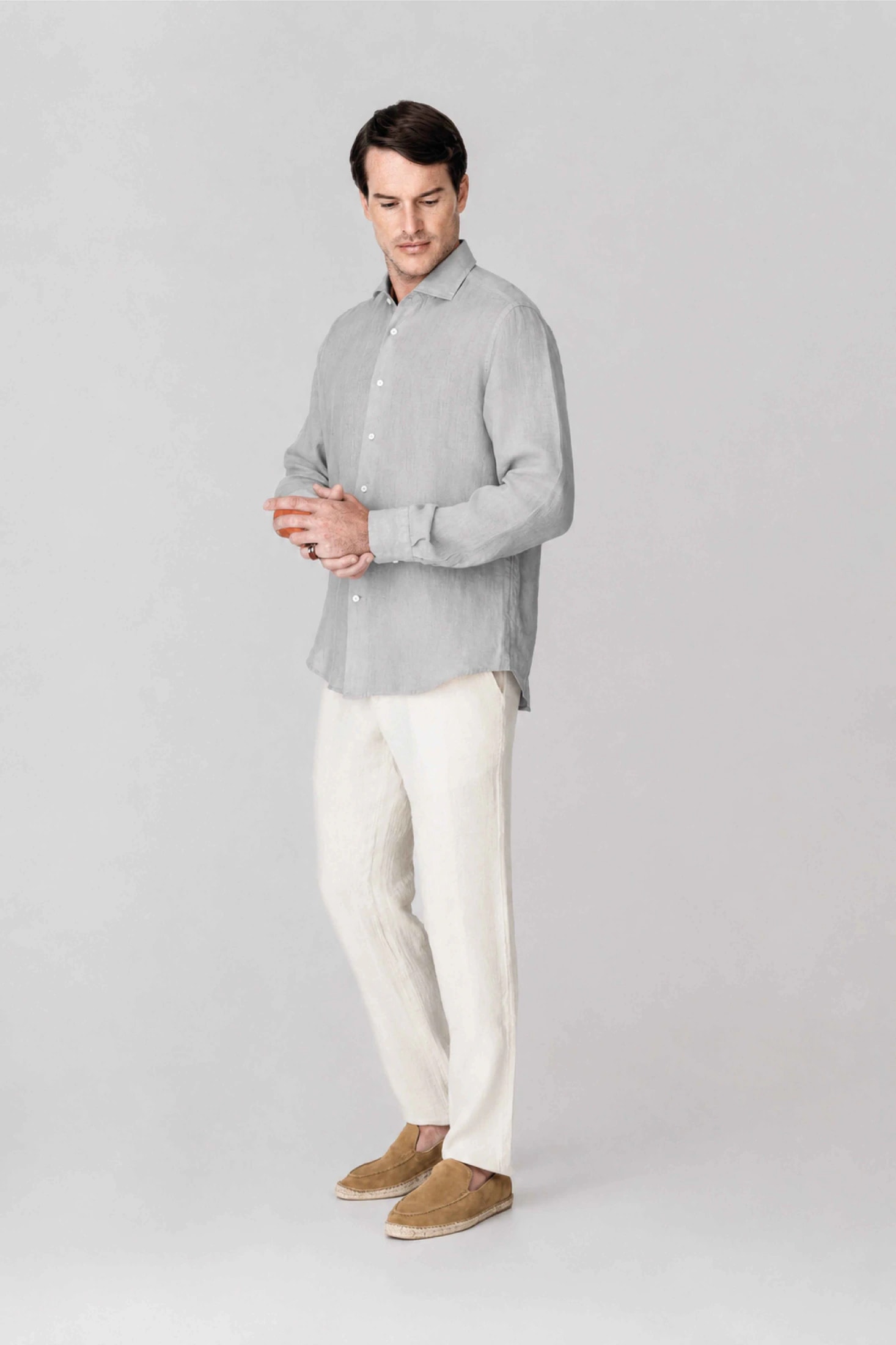 Men's linen shirt icy gray - imagen 1