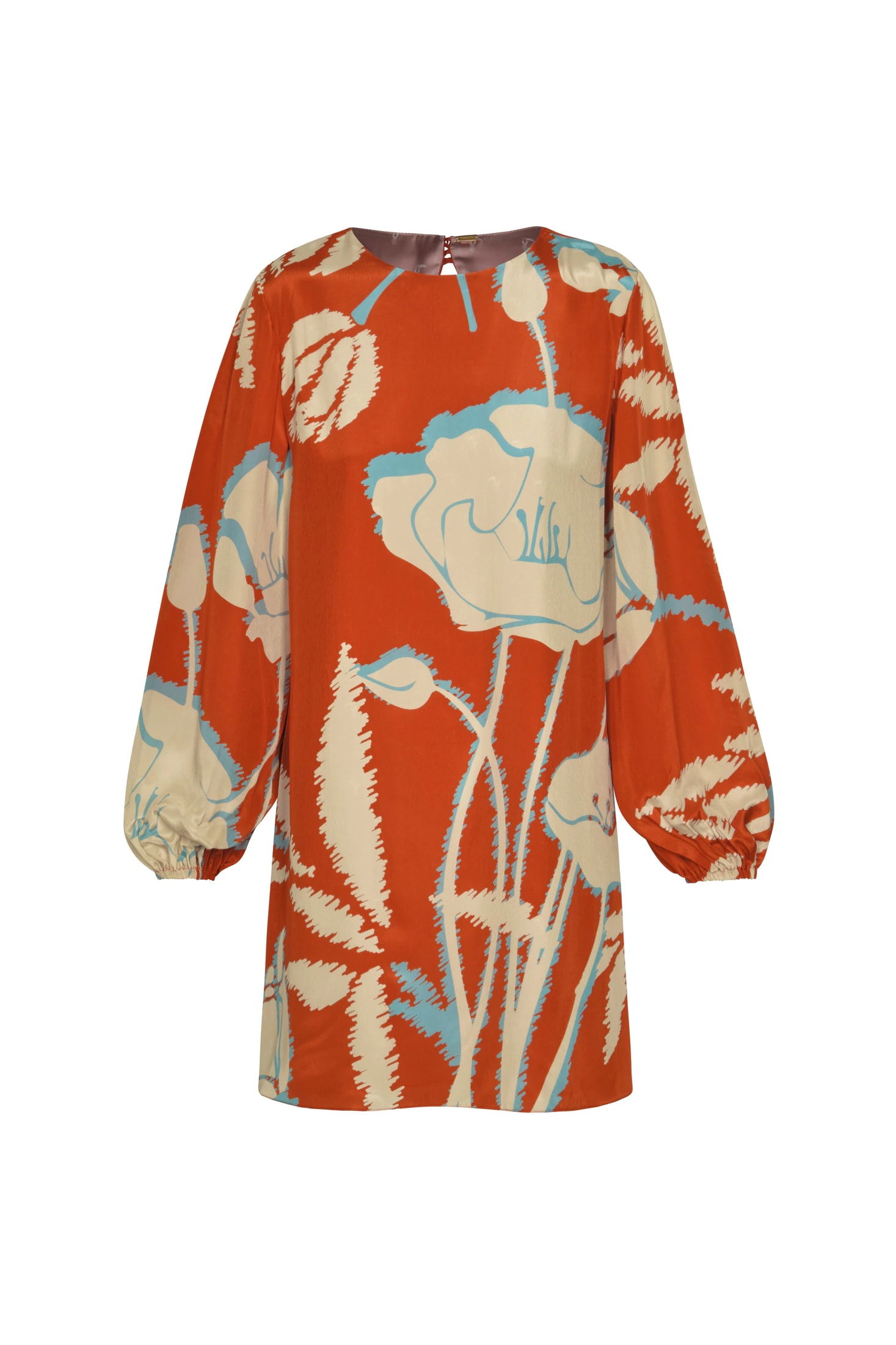 Lisboa Crepe Chine Mini Dress / Orange Gladiolos - imagen 1