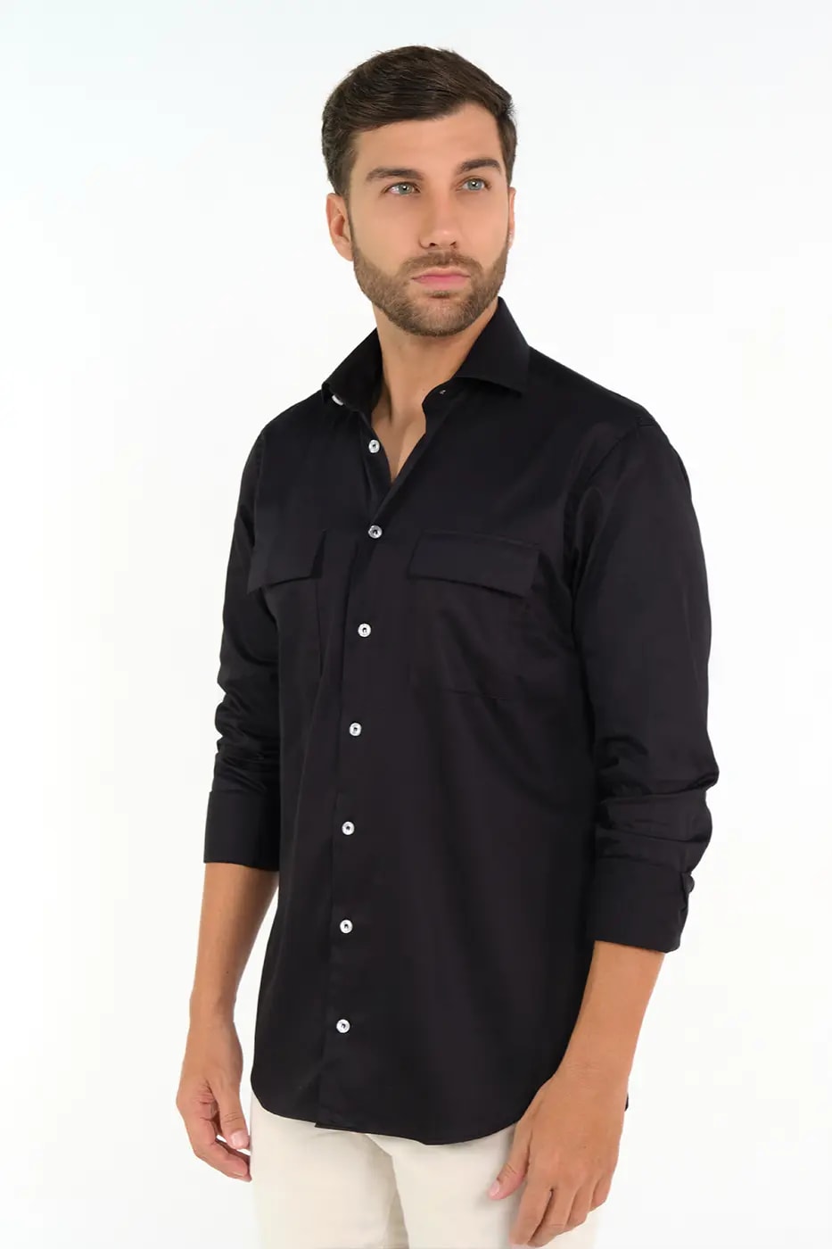 Camisa Slim Fit 100% Algodón Negro - imagen 1