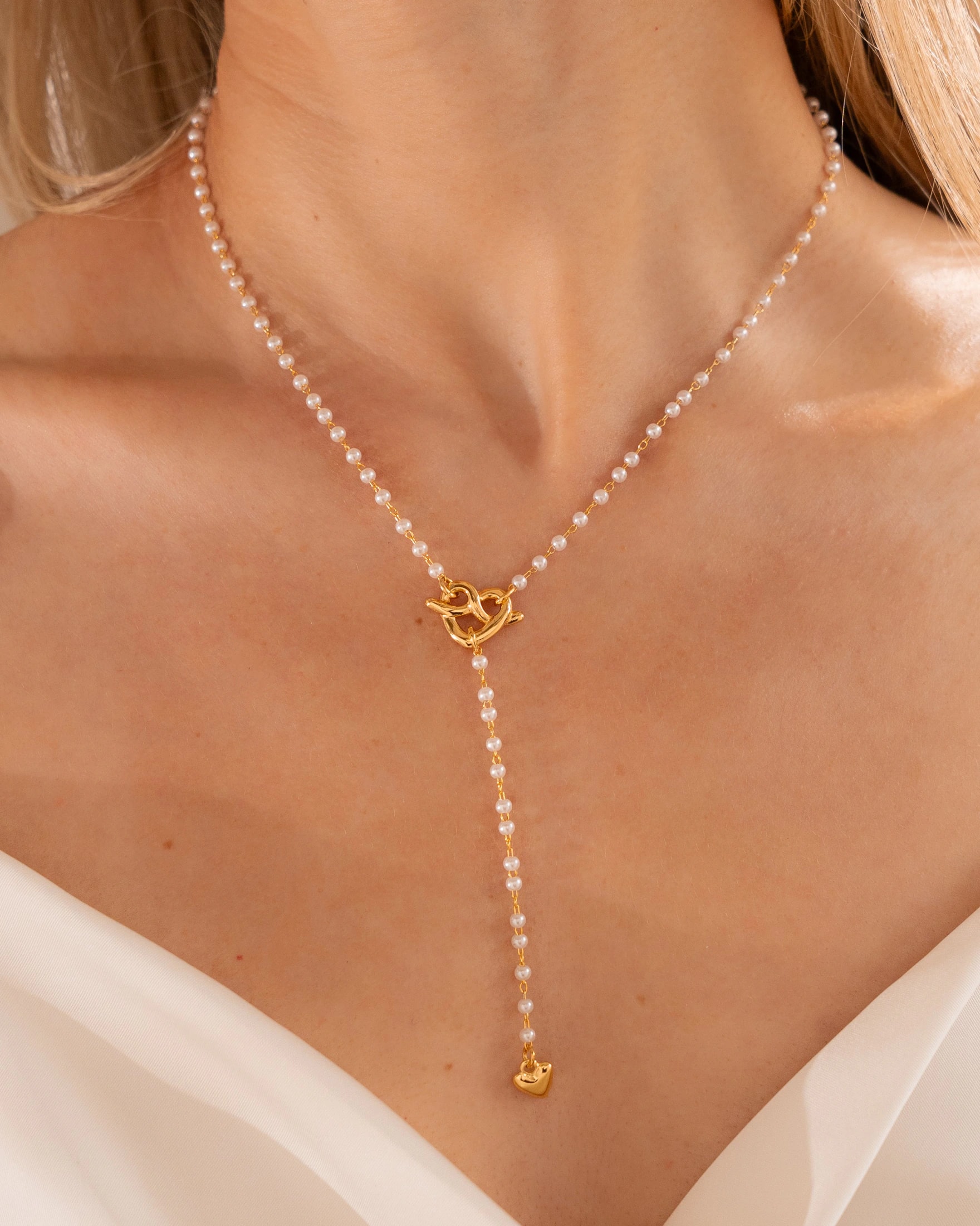 Collar Perlas Corazón + Aretes - imagen 1