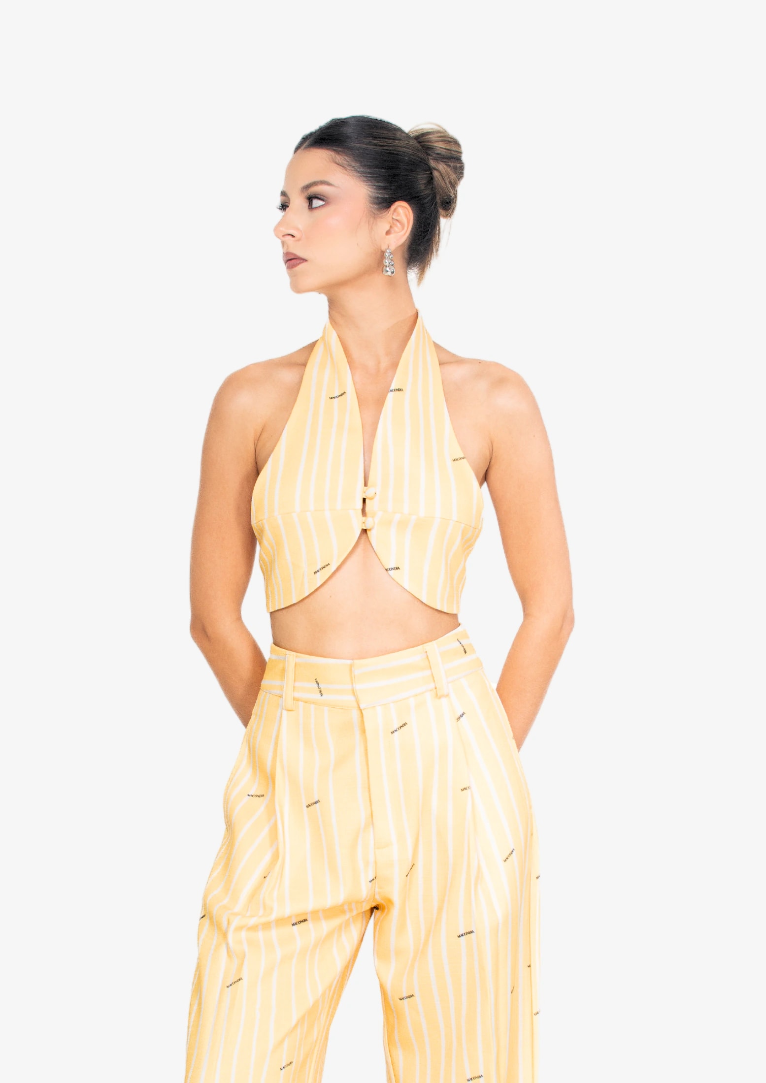 Yellow Stripes Halter top - imagen 1