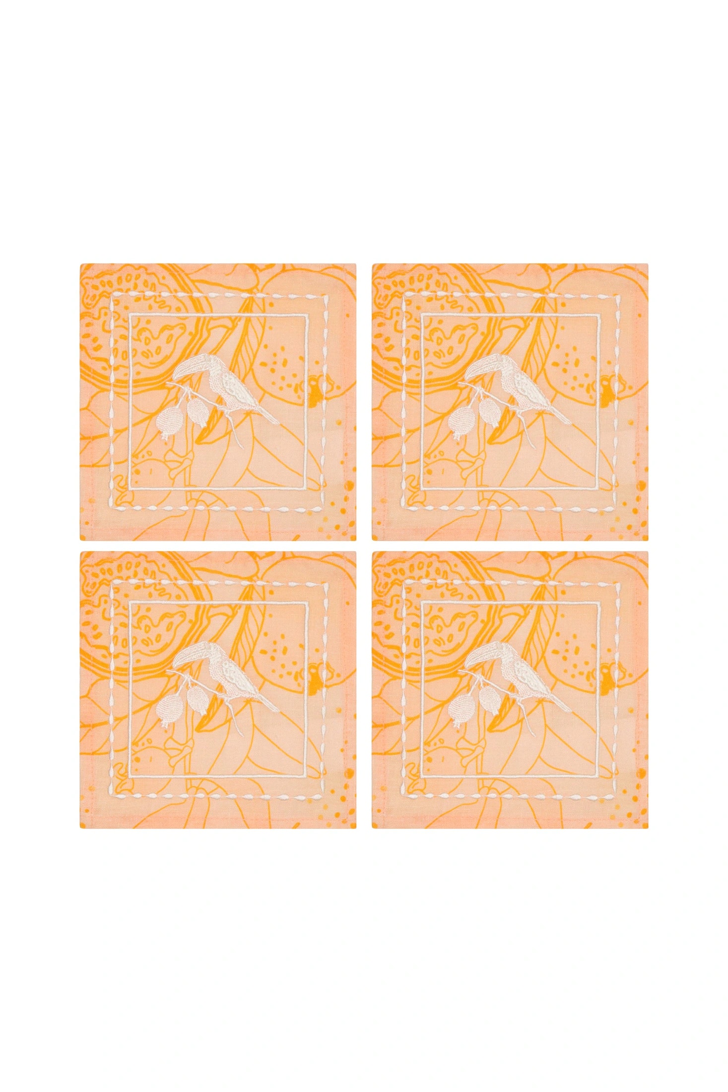 Guava Linen Cocktail Napkins Set of 4 / Orange - imagen 1
