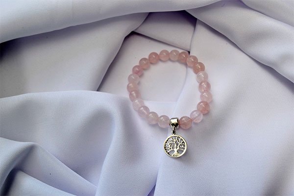 Pulsera Cuarzo Rosa dije árbol de la vida mini - imagen 1