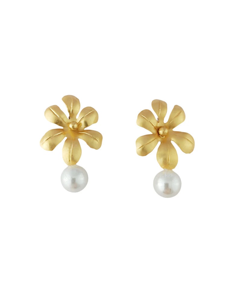 Aretes flor y perla Cila - imagen 1