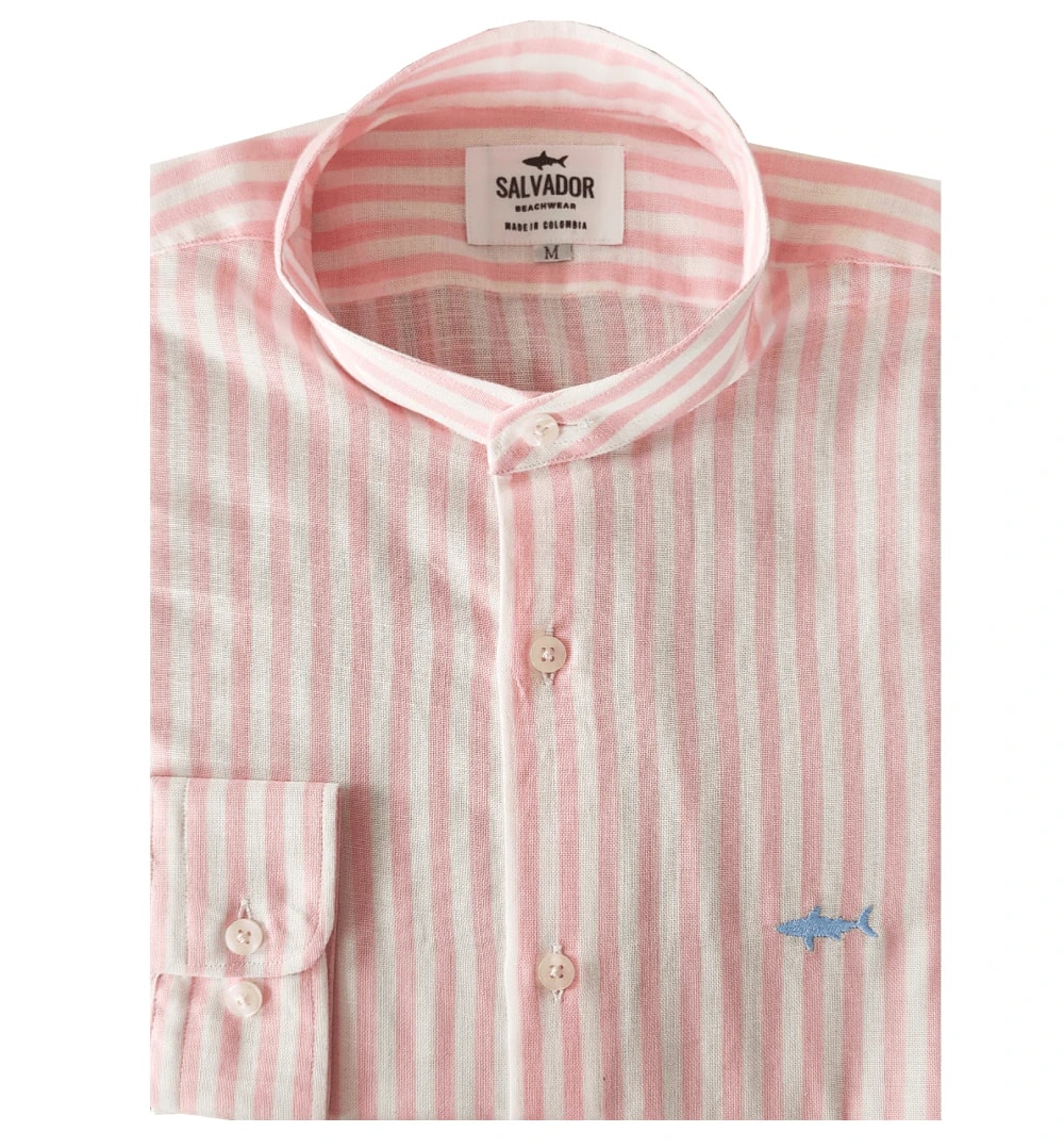 CAMISA NERU BLANCA RAYAS ROSADAS - imagen 1
