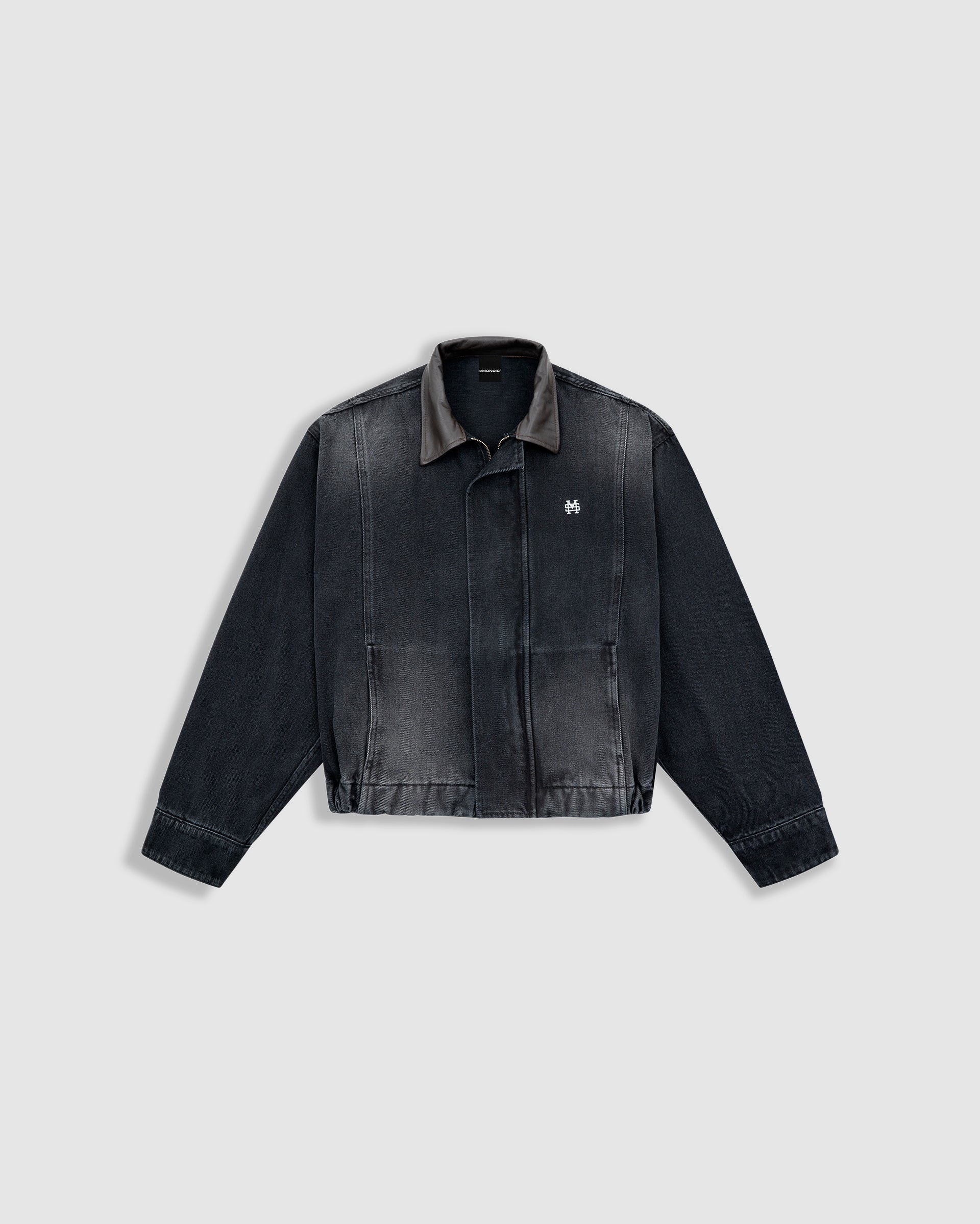 Aviator Denim Jacket - Negro Desgastado - imagen 1