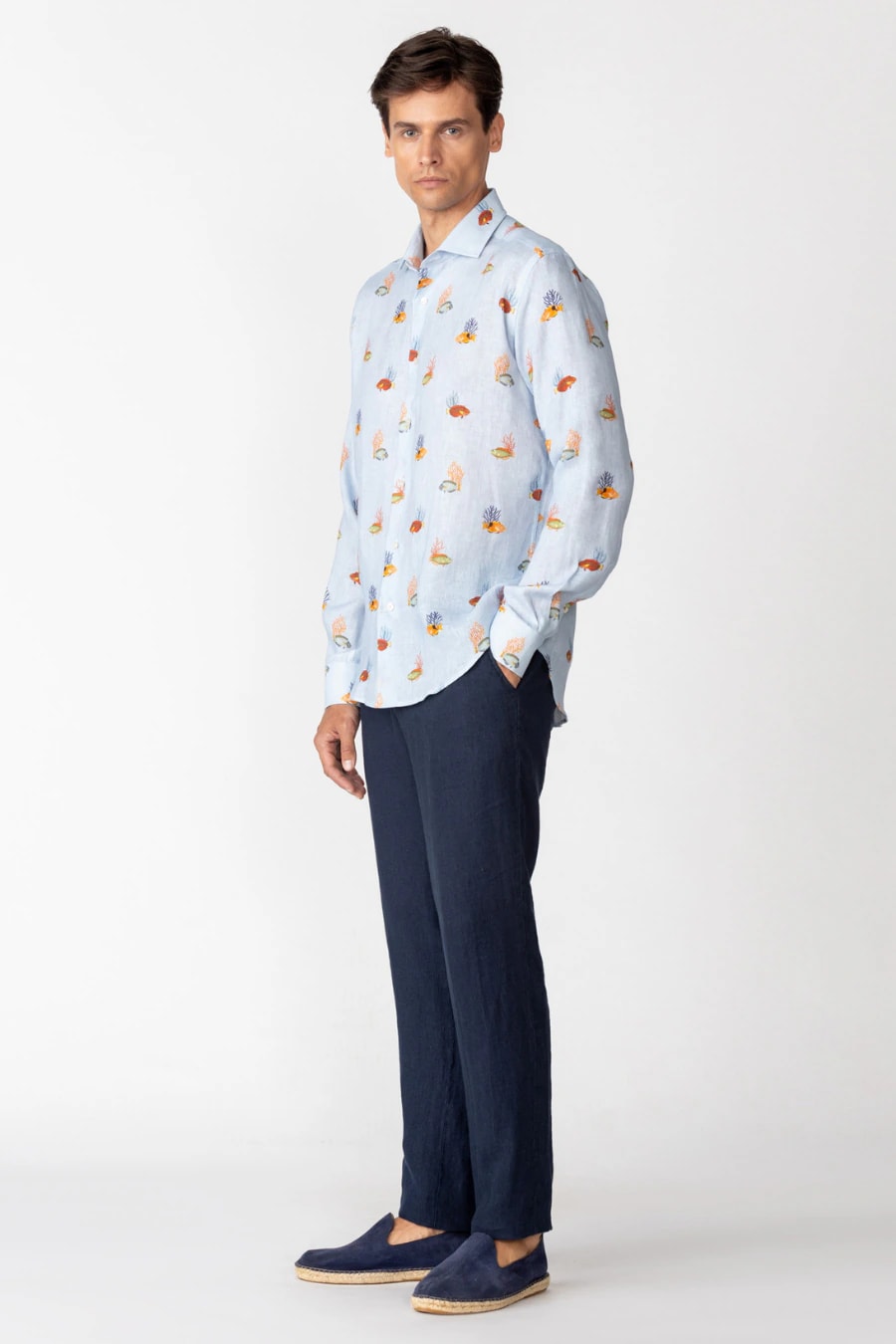 Men's linen shirt white grampus - imagen 1