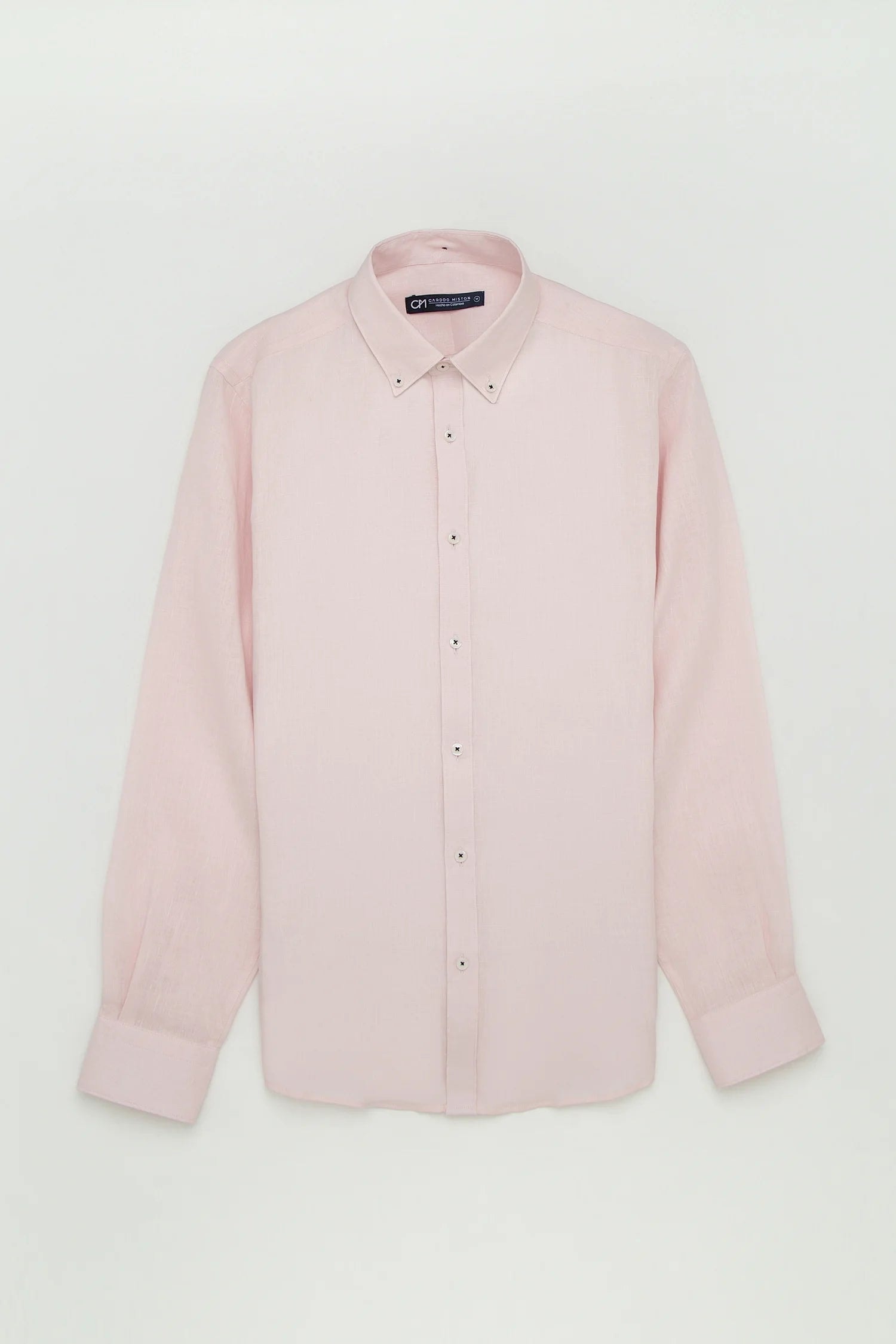 Camisa Button Down Lino Rosa Bebé - imagen 1