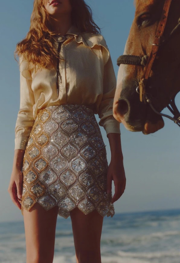 Las Ventas Palms Sequined Mini Skirt / Silver & Gold - imagen 1