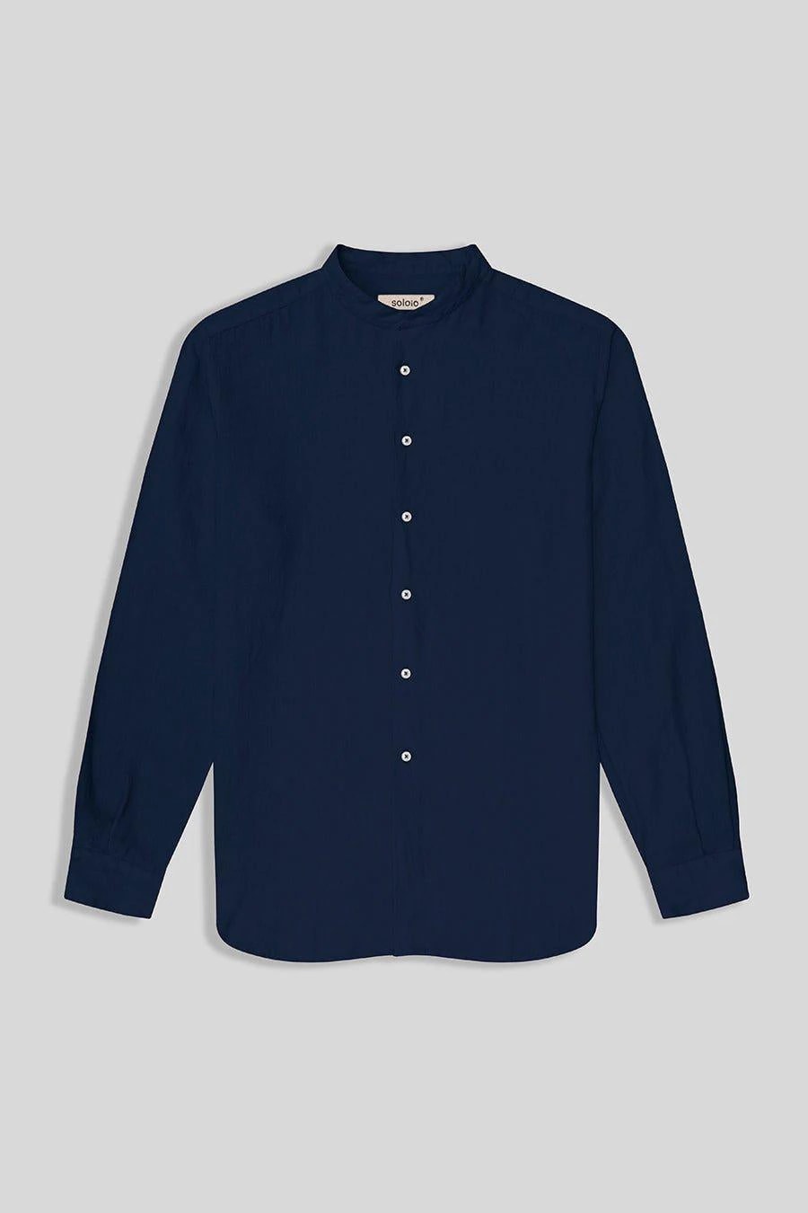 Men's linen shirt mao navy basic - imagen 1