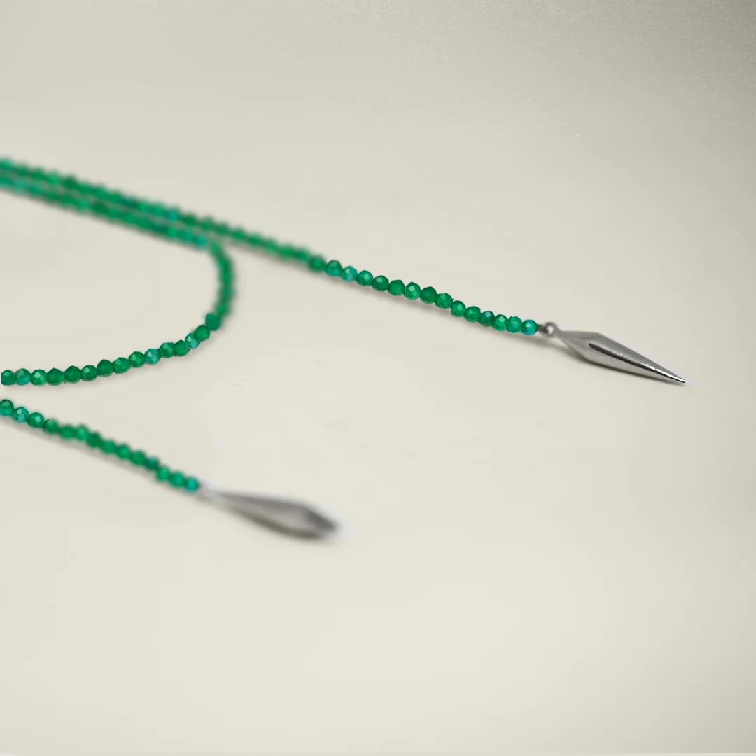Dua Necklace Green Agate Silver - imagen 1