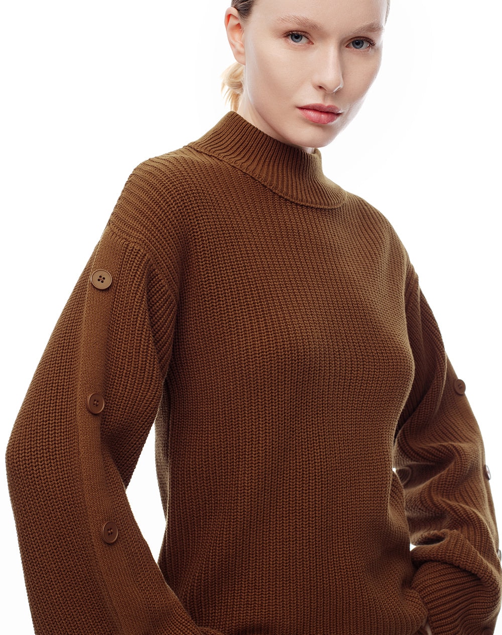 Suéter regular tejido algodón caramelo mujer - imagen 1