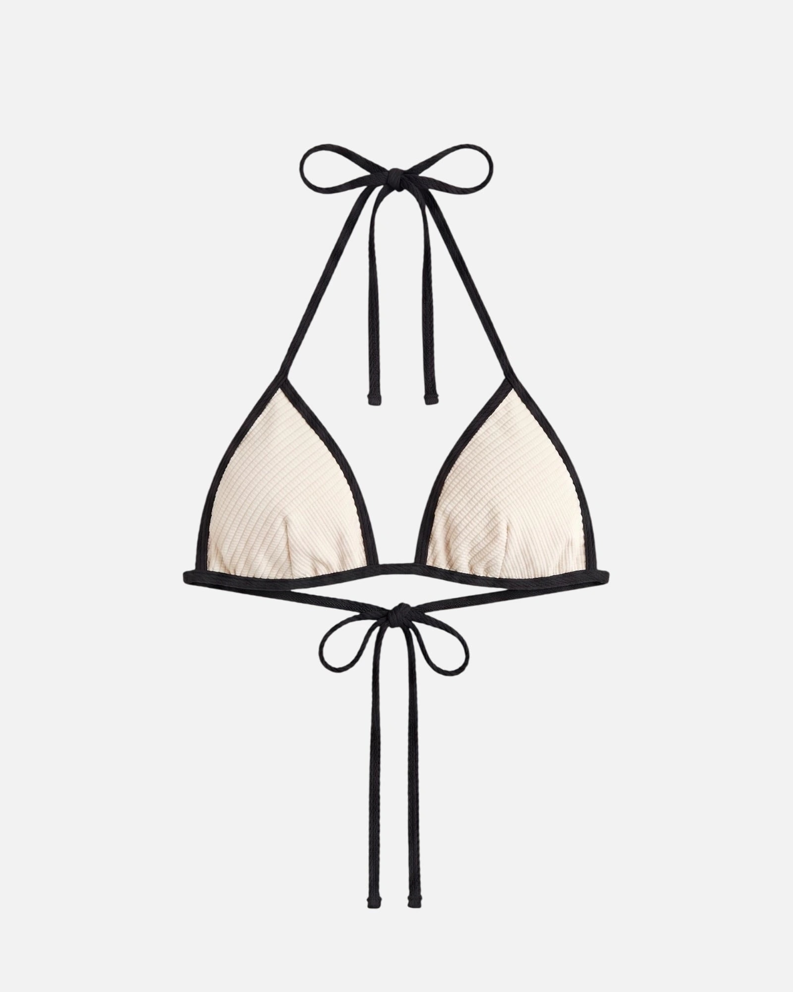 Bikini top con ribete en contraste y lazo / Marfil Negro - imagen 1