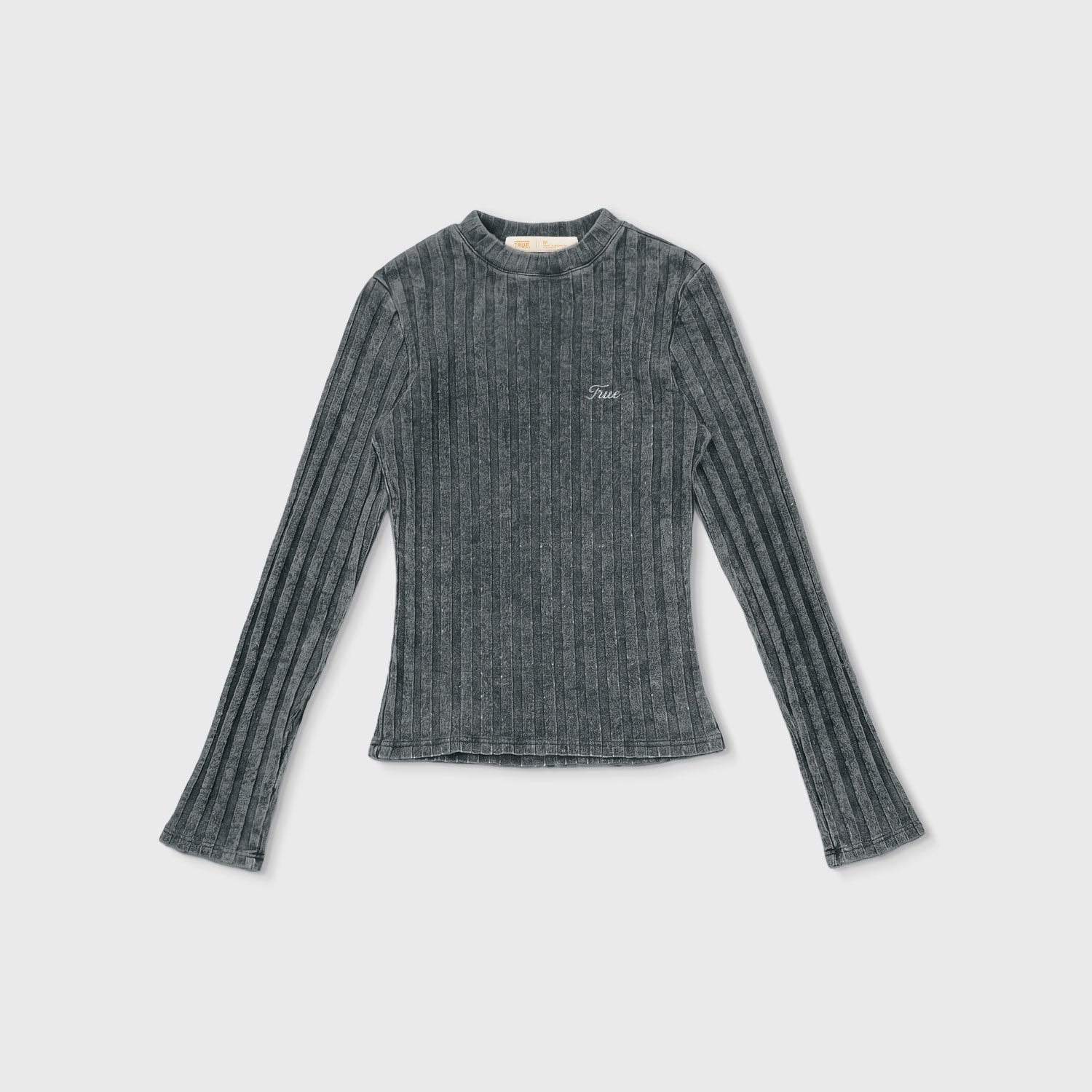 Slim Ribbed Long Sleeve - Washed Black - imagen 1