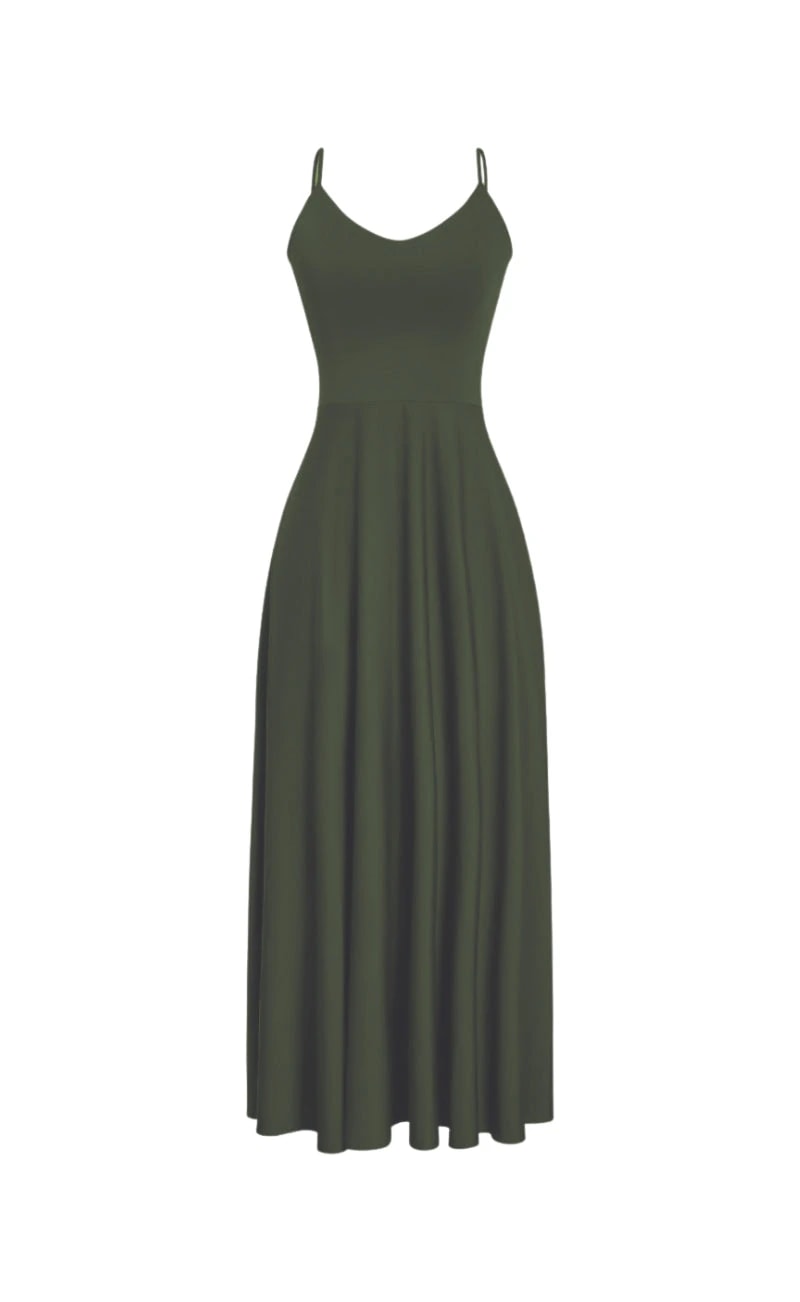 VESTIDO LARGO SPICE VERDE MILITAR - imagen 1