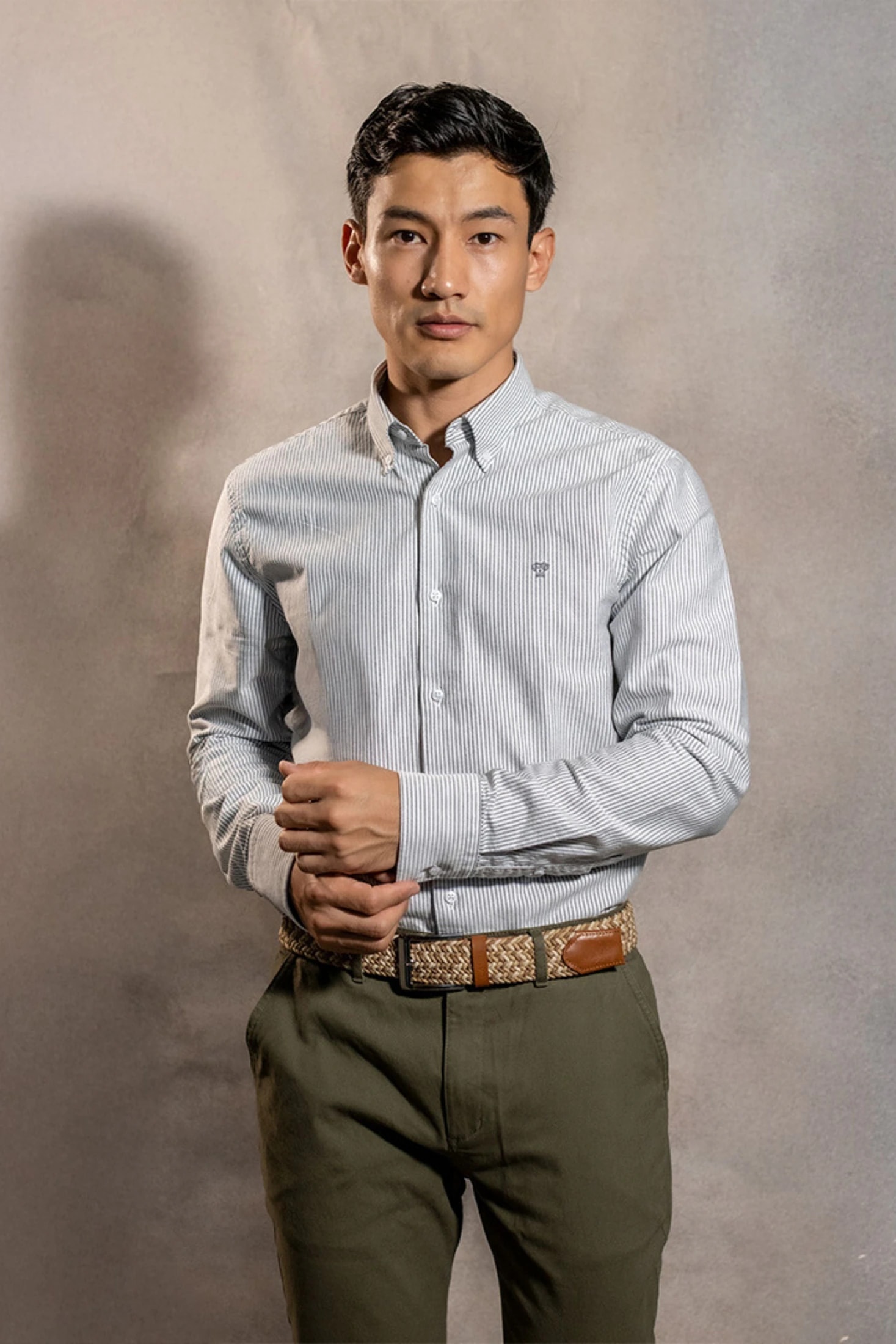 Camisa Antimanchas Oxford Rayas Dark Grey Cornell - imagen 1