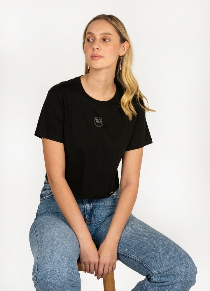 Classic Crop Top Rib - Negro - imagen 1