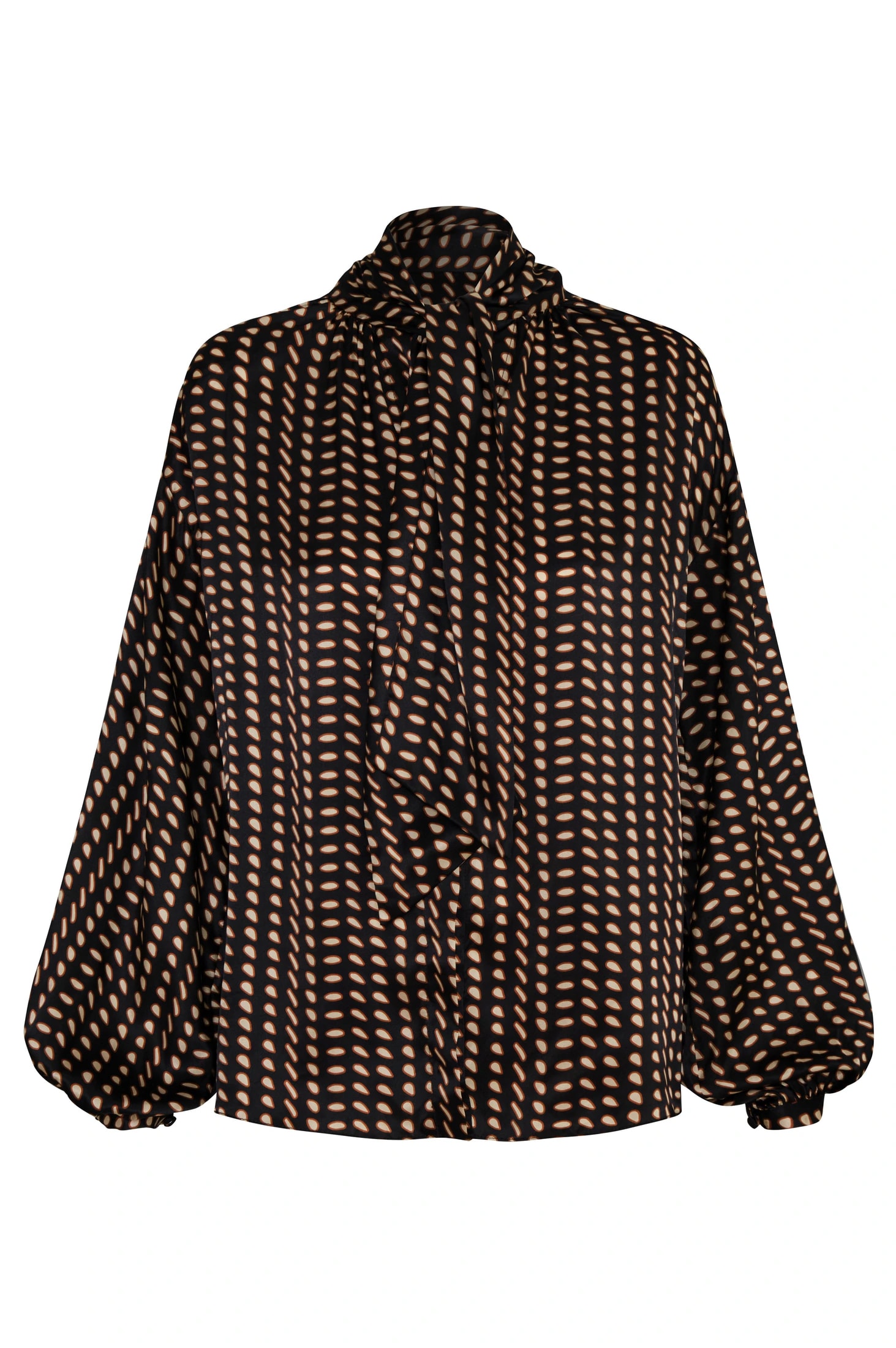 Simonetta Satin Silk Shirt / Black & Ivory Seeds - imagen 1