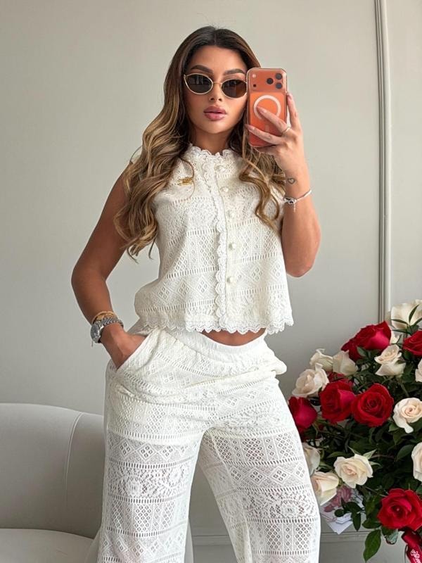 CONJUNTO CELINE BLANCO EN OJALILLO - imagen 1