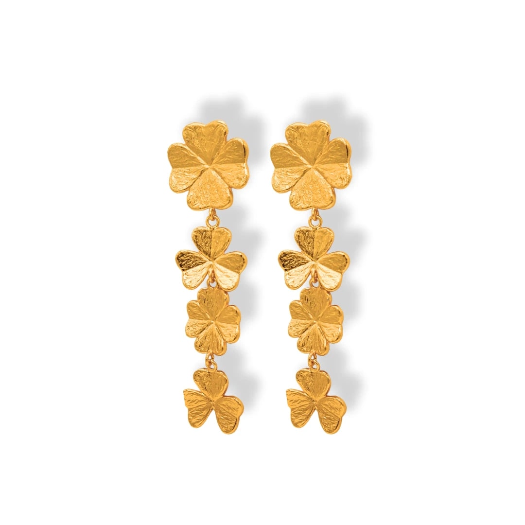 Aretes largos con tréboles - imagen 1