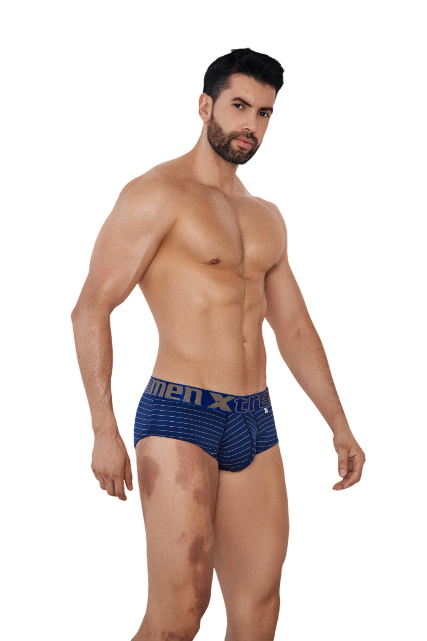 BRIEF MICROFIBRA RAYAS AZUL OSCURO - imagen 1