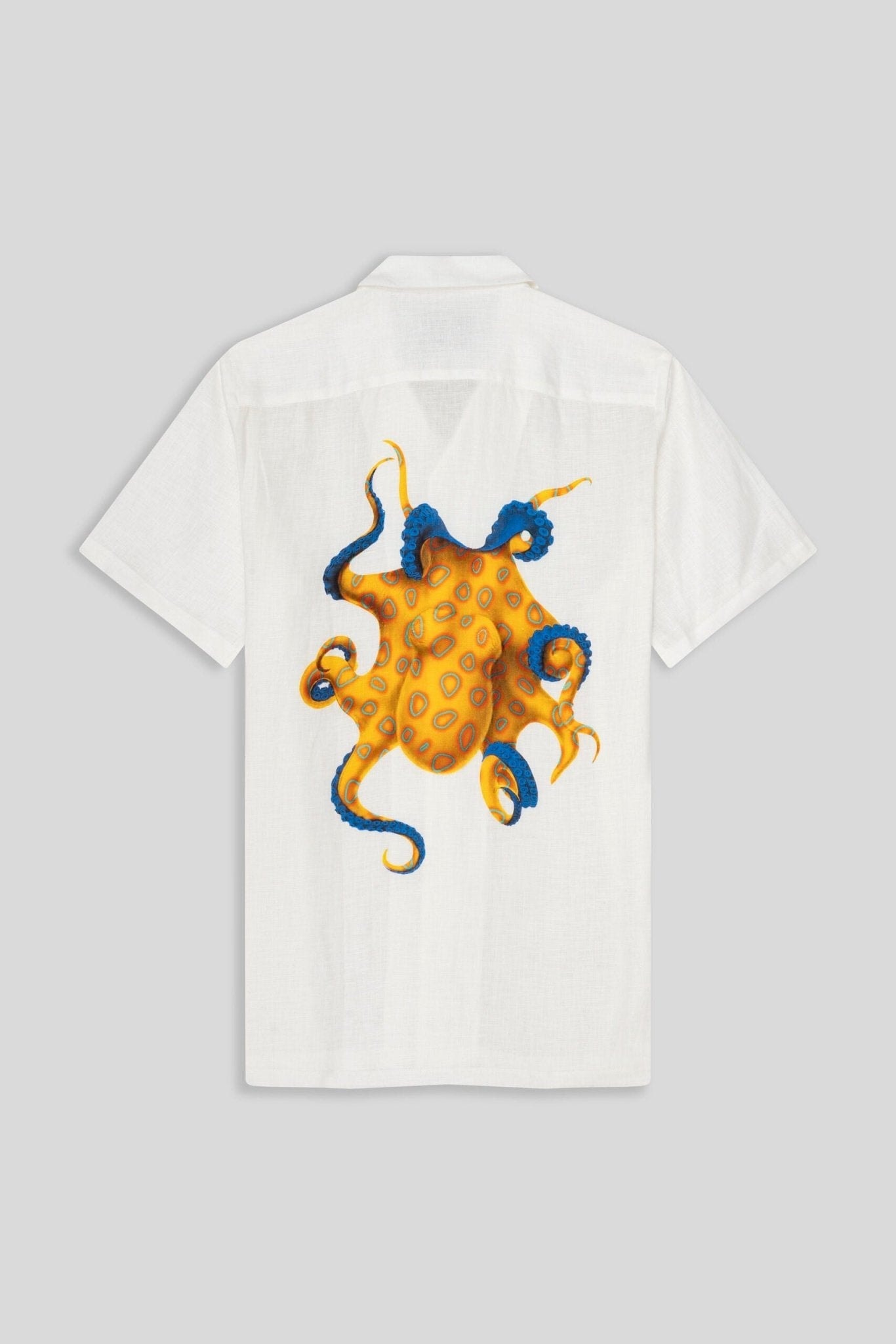 Men's linen shirt yellow octopus - imagen 1