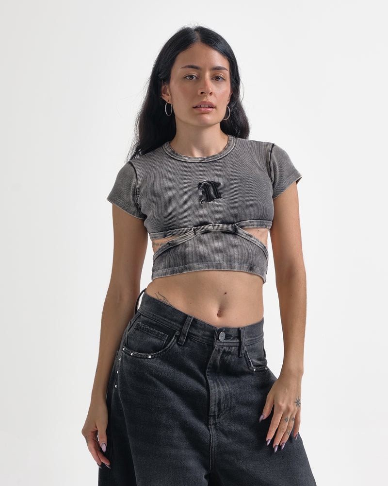 Crop Top Gris Acid Wash - imagen 1