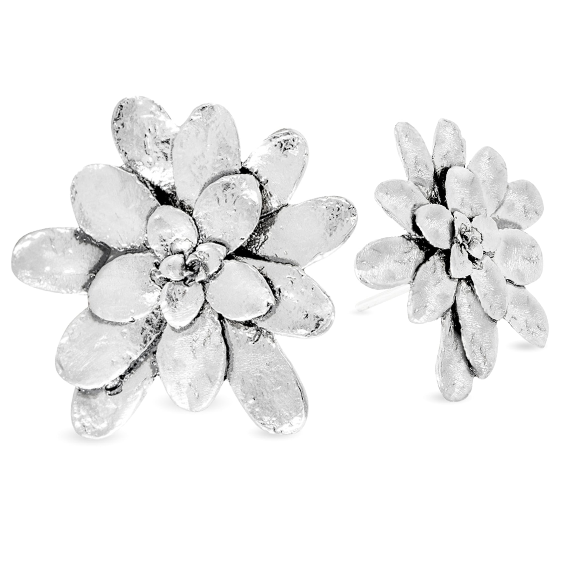 Aretes suculenta Lina en plata envejecida - imagen 1
