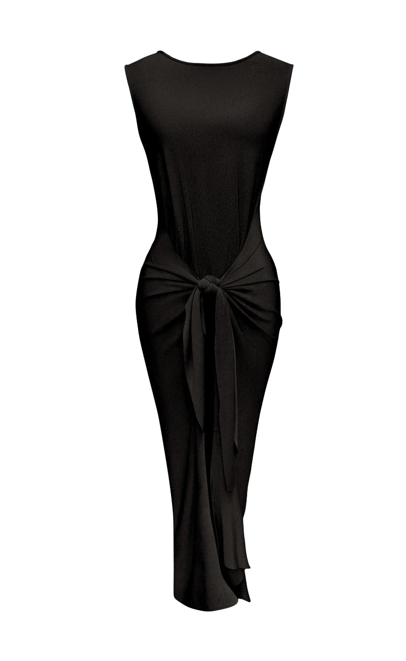 VESTIDO LARGO OBA NEGRO - imagen 1
