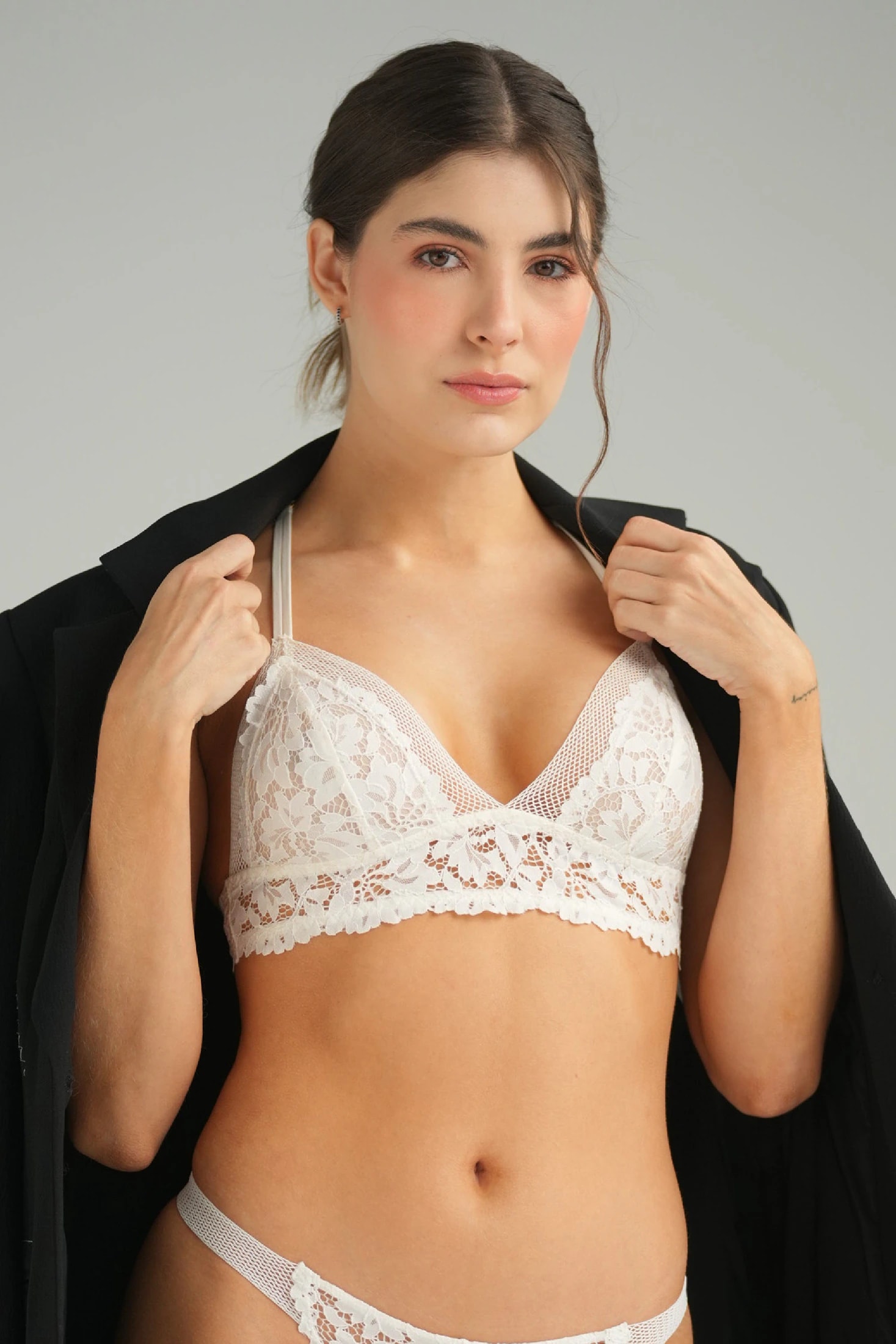 BRALETTE ELLIPSE SIN ARO EN ENCAJE TOTAL COMODIDAD VINTAGE CRUDO - imagen 1